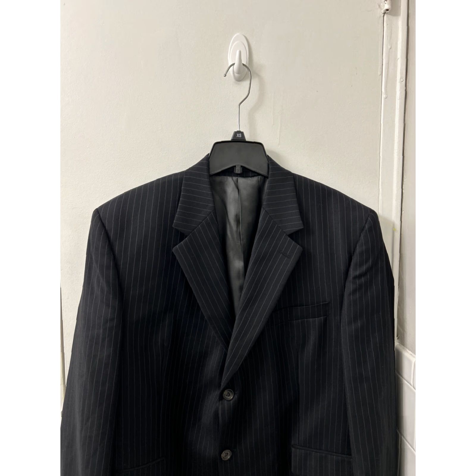 Ralph Lauren Lauren Ralph Lauren Blazer Mens 42S Black Wool Tweed Striped 2-Button Notch Lapel Long Suit Jacket Size 42R - 2 Thumbnail