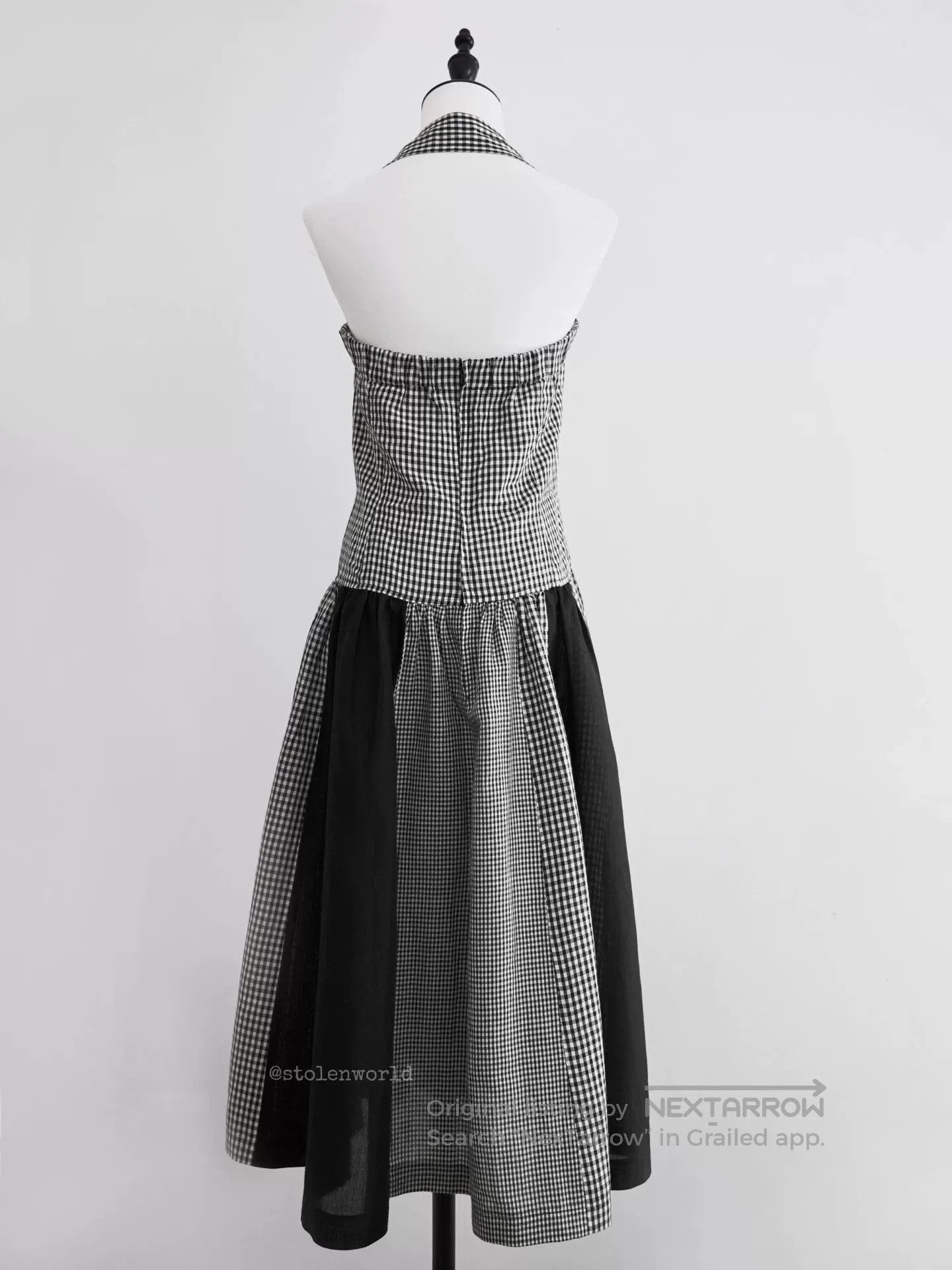 Comme des Garcons black and white check halter dress. Size M / US 6-8 / IT 42-44 - 6 Thumbnail