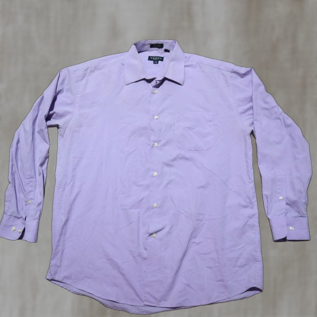 Versace Versa Shirt Button-Up Long Sleeve Purple Mens 16.5 34/35 Regular Cotton Vintage No N/A Size US XL / EU 56 / 4 - 1 Thumbnail