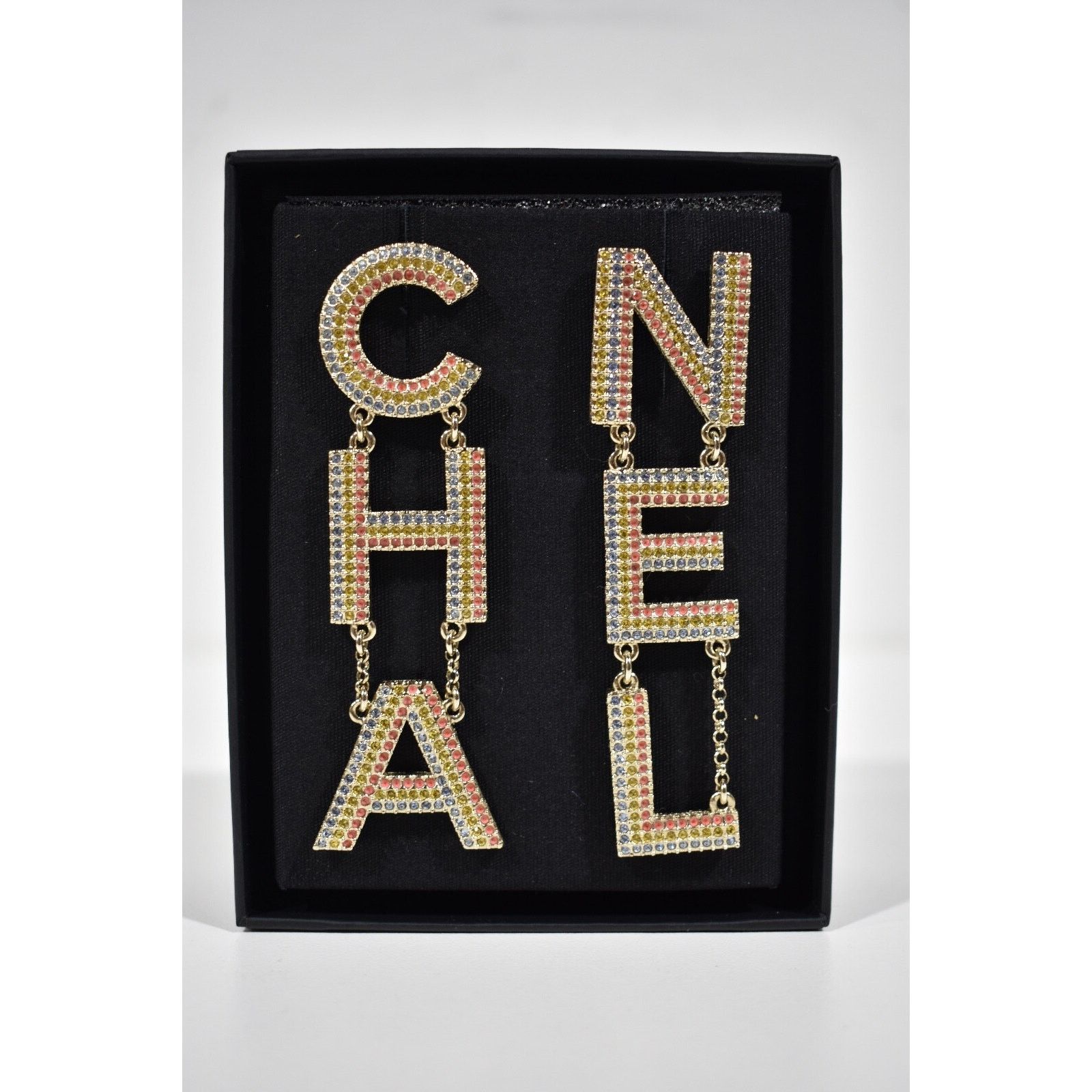 Chanel Chanel Gold Letter Logo Large Dangle Drop Statement Earrings Size ONE SIZE - 1 Thumbnail