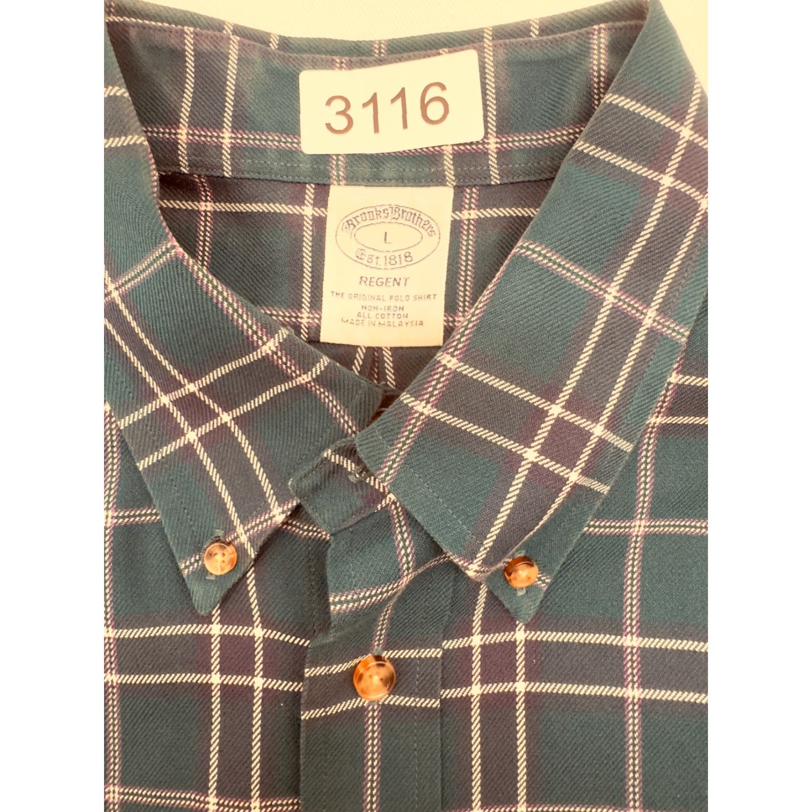 Brooks Brothers Brooks Brothers Regent Long Sleeve Button-Up Mens Large Green Plaid Shirt 3116 Size US L / EU 52-54 / 3 - 2 Thumbnail