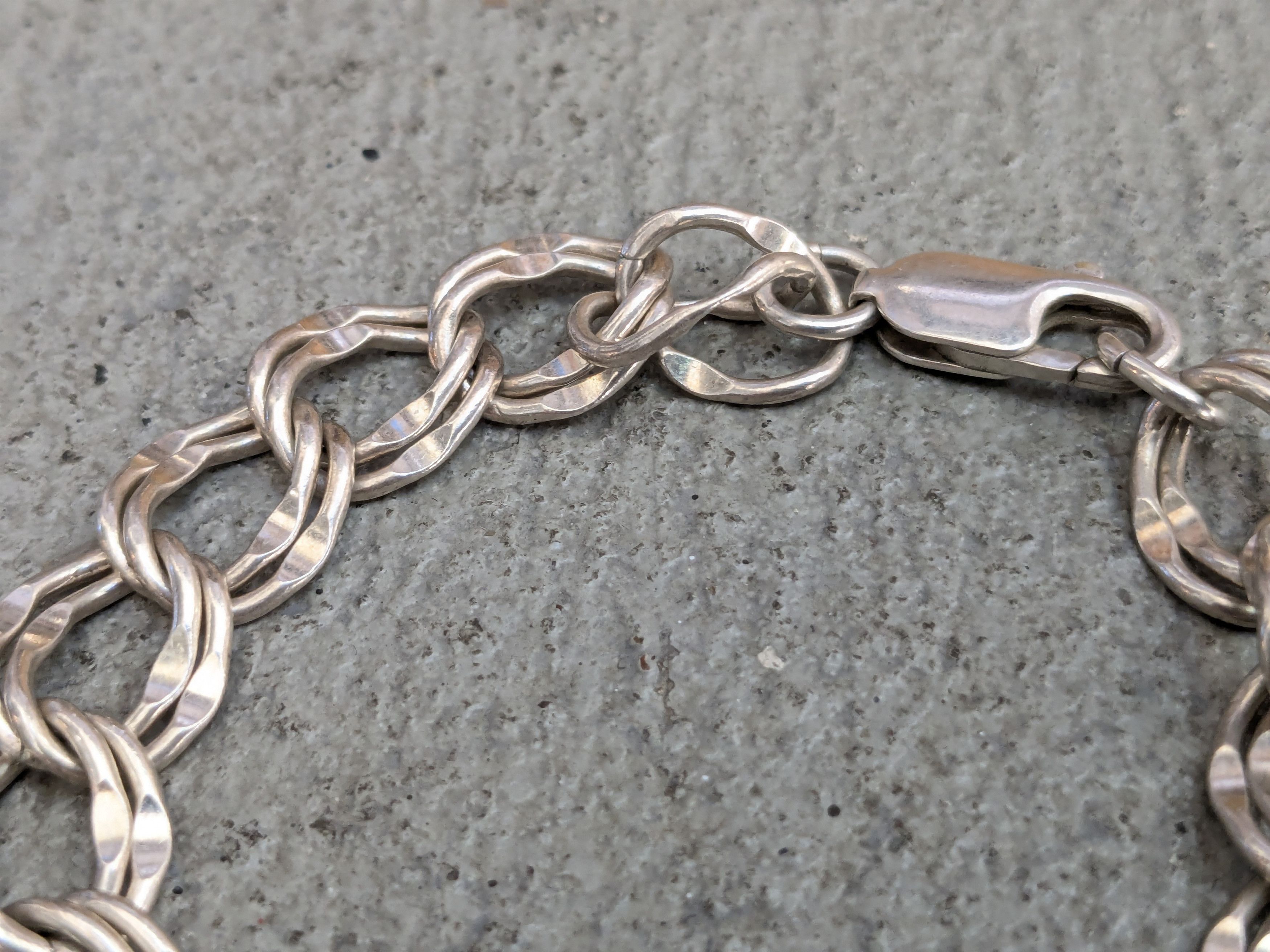 Jewelry Sterling Silver Bracelet Double Curb Charm 7.25" Size ONE SIZE - 3 Thumbnail
