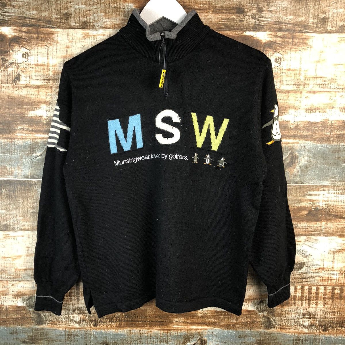Homespun Knitwear × Japanese Brand × Vintage MSW munsingwear Black Knitwear sweatshirt #A1560 Size US S / EU 44-46 / 1 - 3 Thumbnail