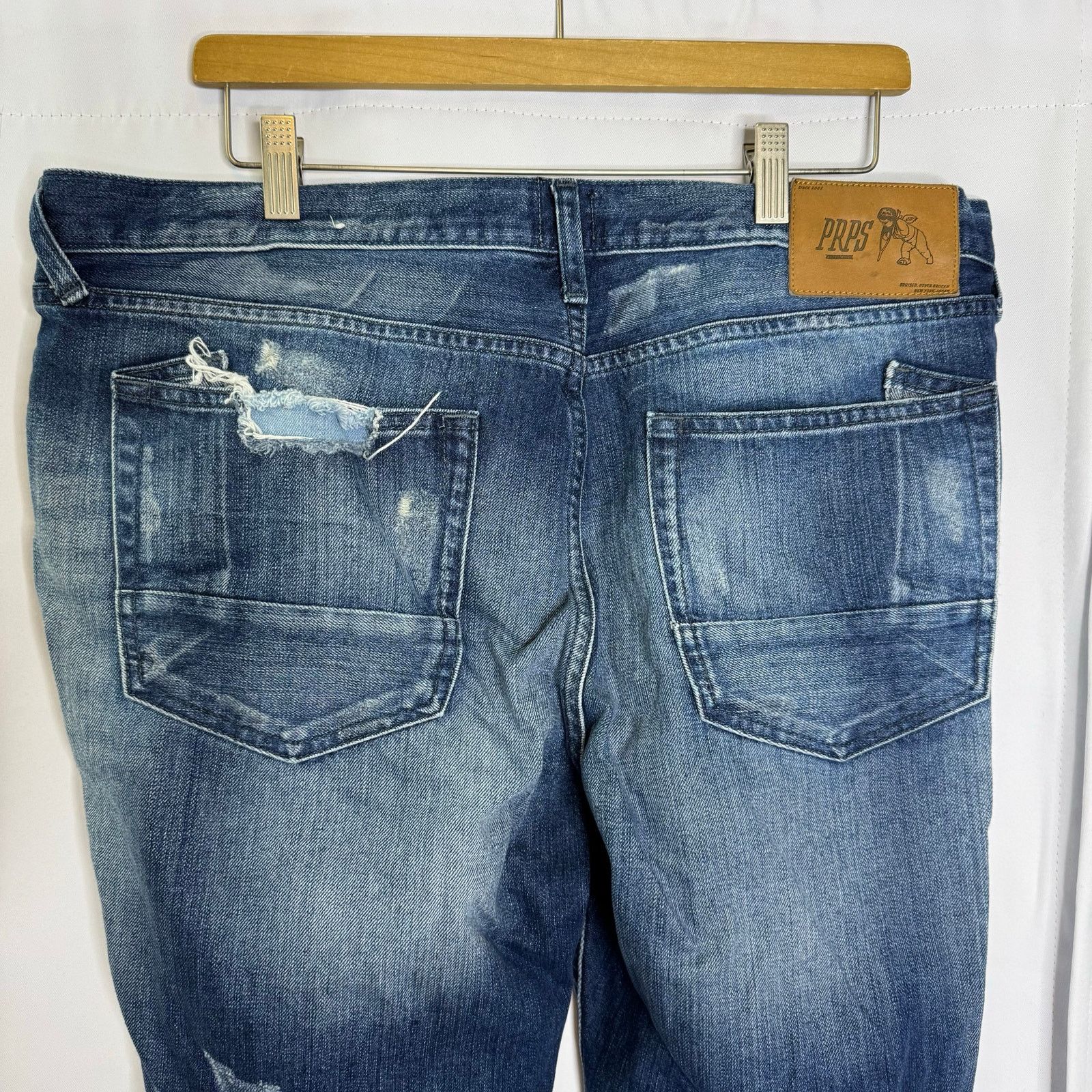 Prps PRPS Goods & Co Distressed Button Fly Jeans Mens 38 Straight Size US 38 / EU 54 - 5 Thumbnail