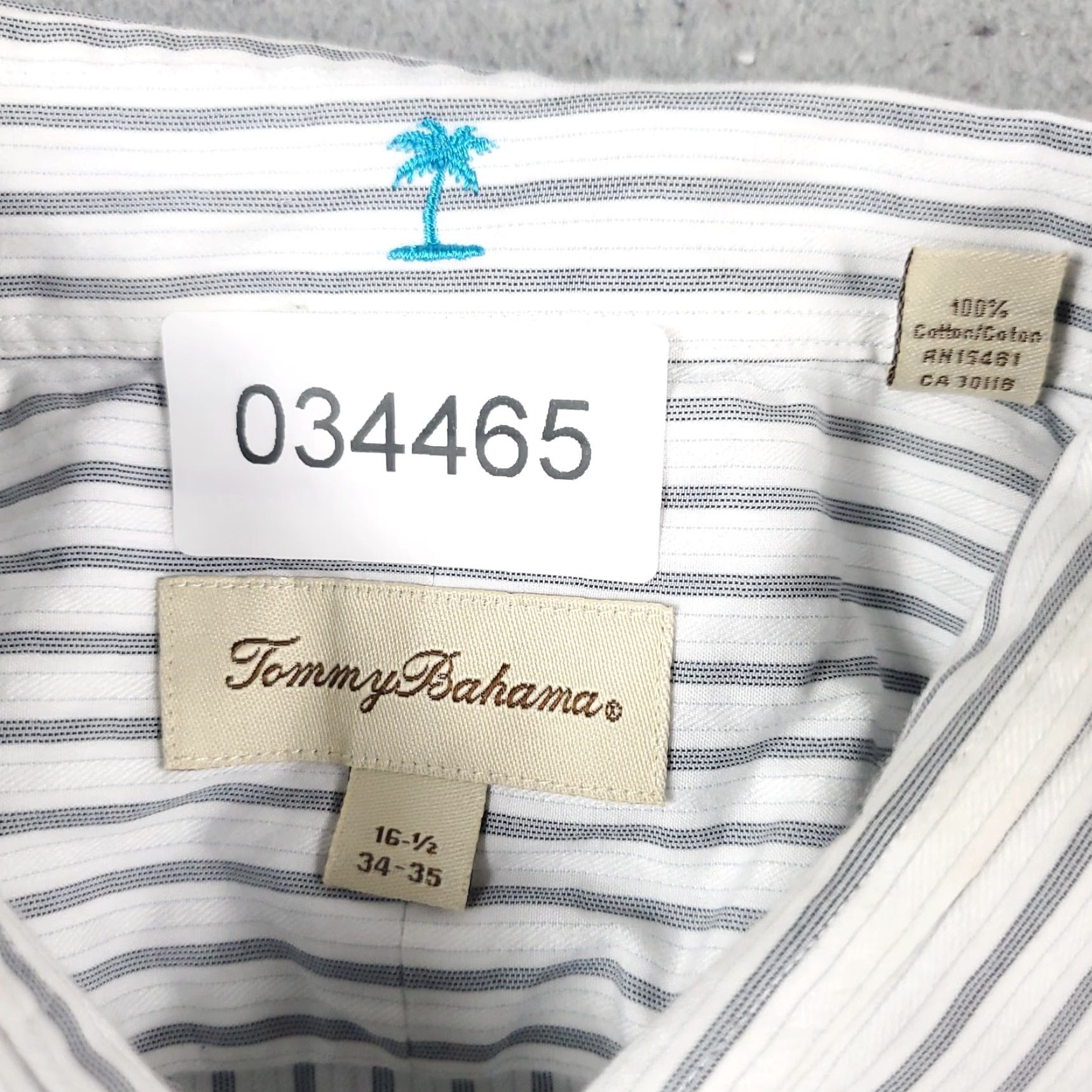 Tommy Bahama Tommy Bahama Shirt Mens 16.5 Gray White Striped Dress Button Up Long Sleeve Shirt Adult Regular Cotton 100% Vintage: No Size 42R - 7 Thumbnail
