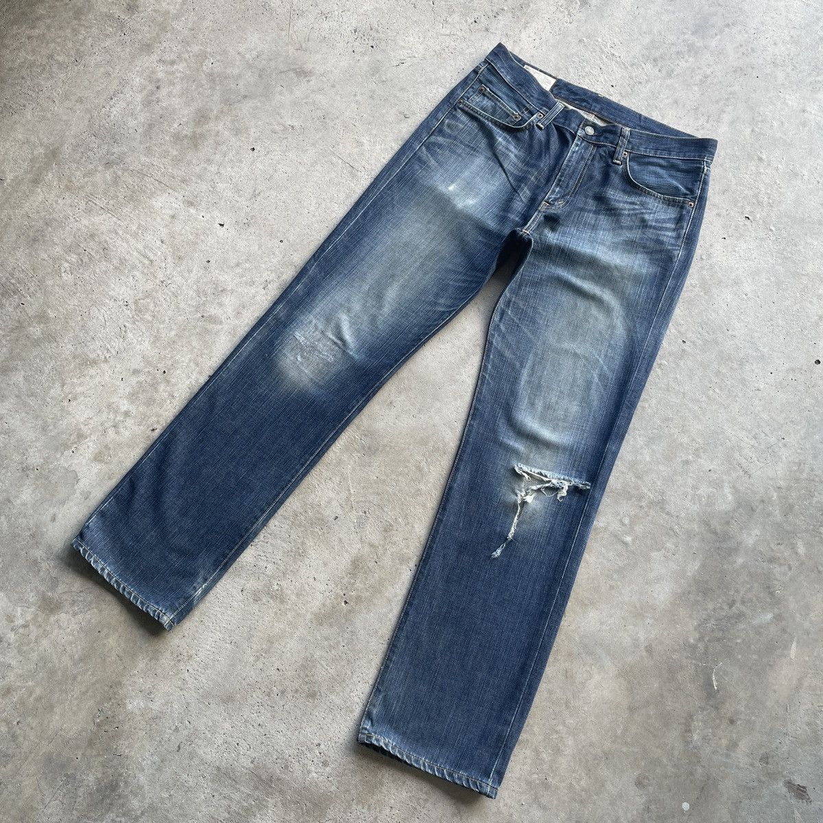 Edwin × Jean × Vintage Vintage Edwin 503 Faded Ripped Denim Jeans Pants Distressed Size US 34 / EU 50 - 2 Thumbnail