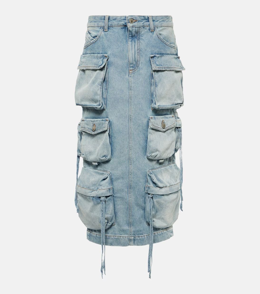The Attico o1mle0526 Denim Midi Skirt in Blue Size 24" / US 00 / IT 34 - 1 Preview