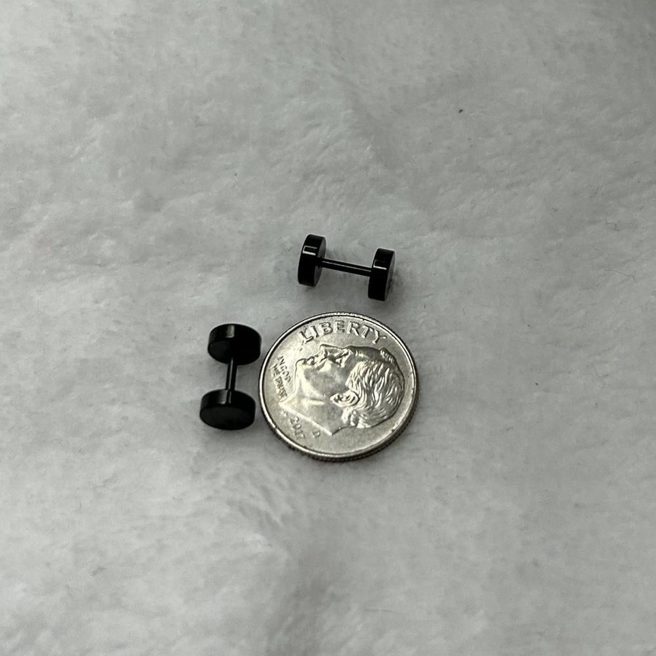 Jewelry Black Flat Round Plugs Stud Earrings - ERG Size ONE SIZE - 2 Thumbnail