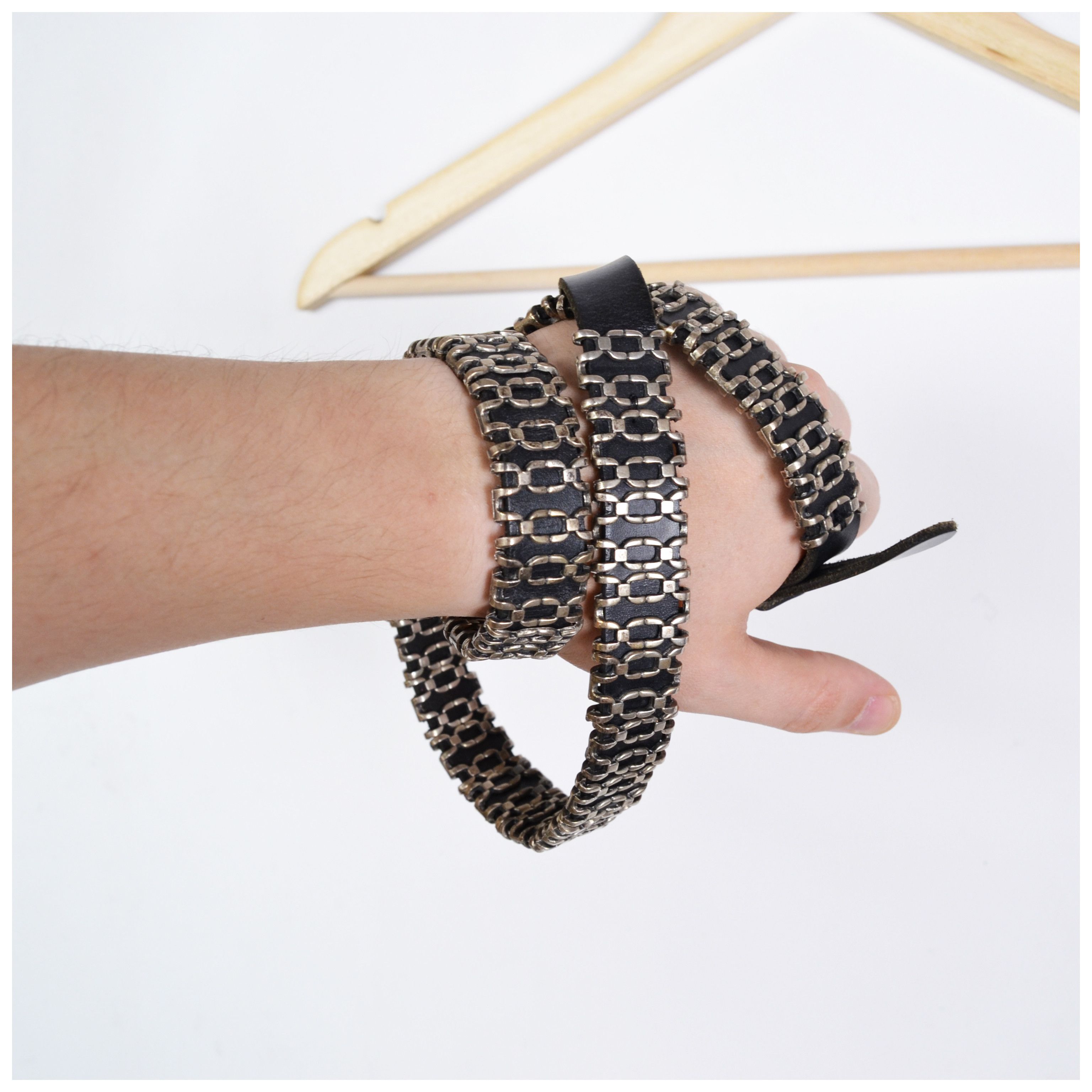 The Kooples The Kooples Vintage Leather Belt With Silvery Metal Chains Size ONE SIZE - 2 Thumbnail
