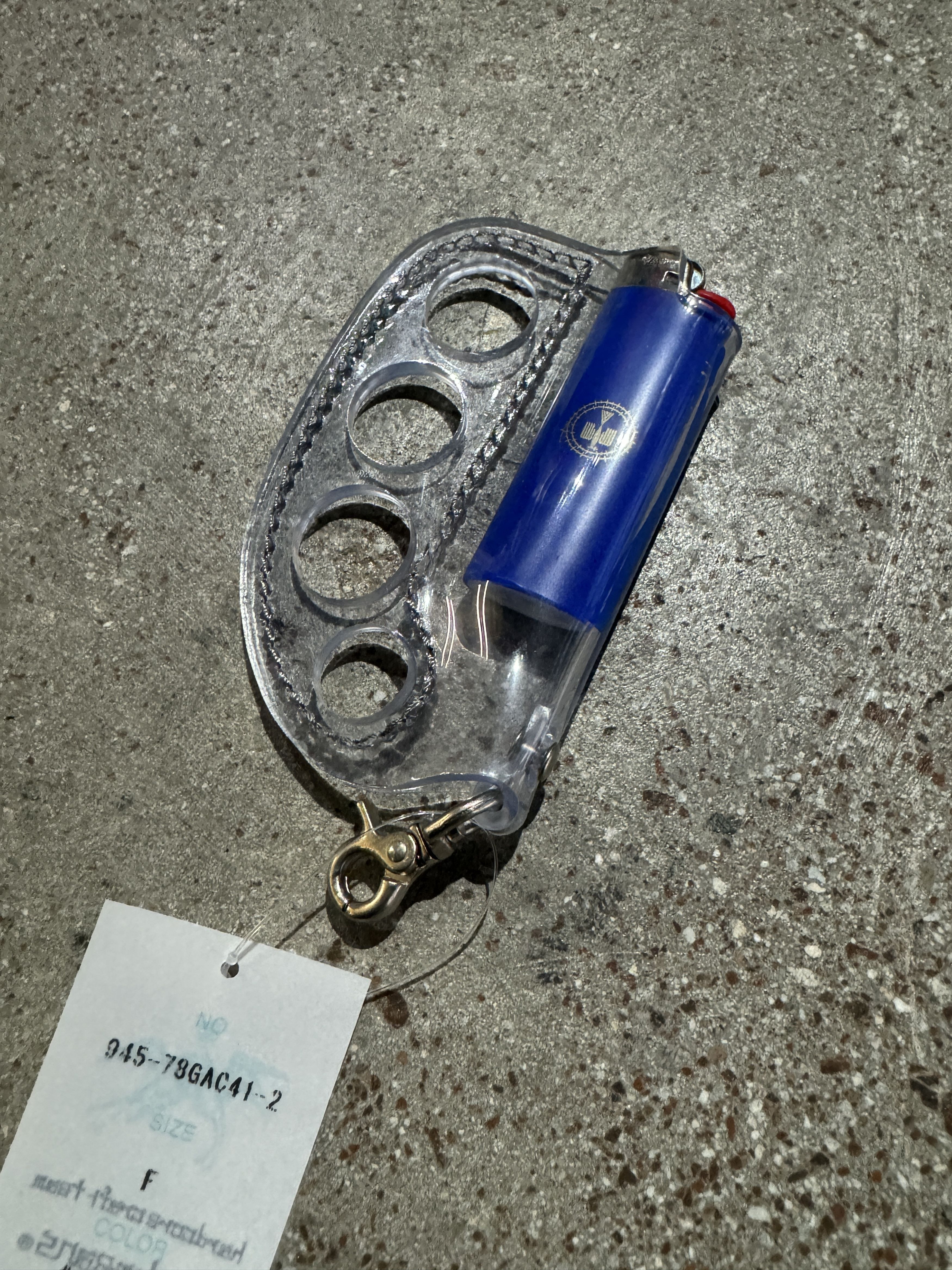 image of Blackmeans Knuckle Duster Lighter Holder Keychain in Clear, Men's