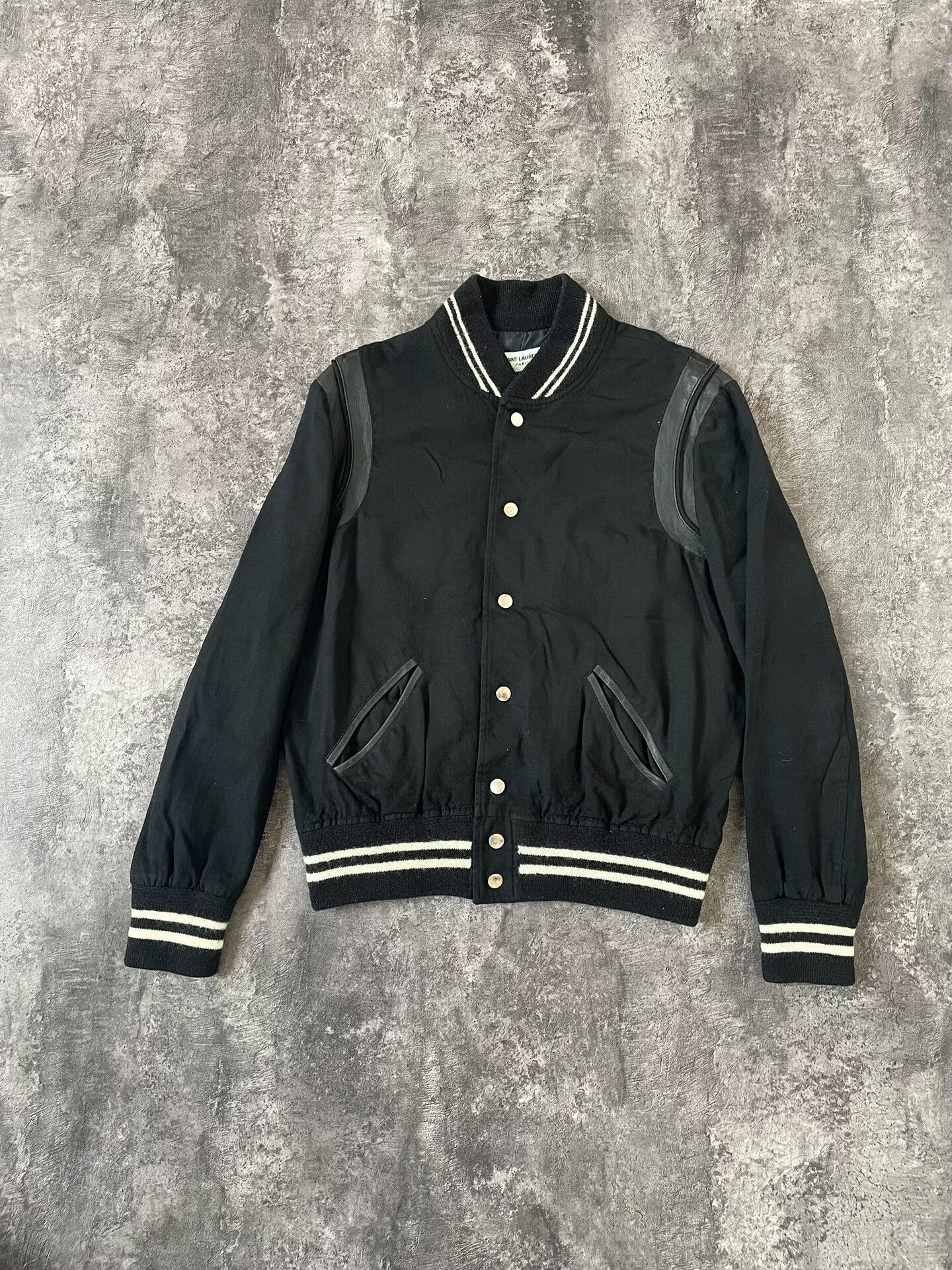 Saint Laurent Paris saint laurent black baseball jacket with lambskin. Size US M / EU 48-50 / 2 - 1 Thumbnail