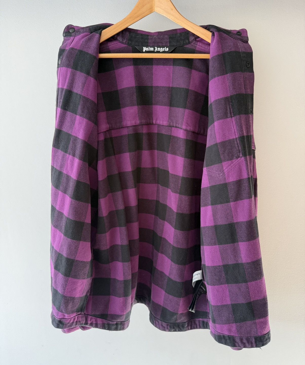 Palm Angels Palm Angels Logo-Print Checkered Overshirt Size US M / EU 48-50 / 2 - 3 Thumbnail