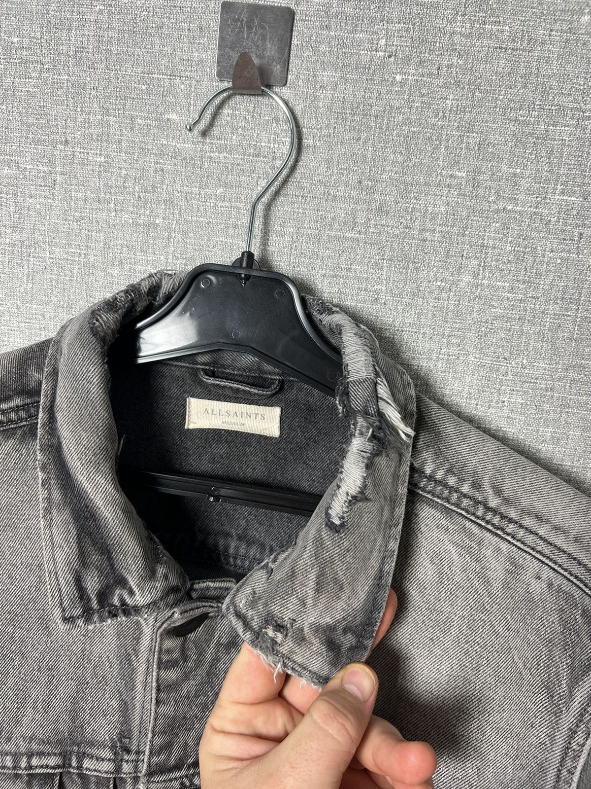 All Saints Bohmer Distressed Denim Jean Jacket Size M