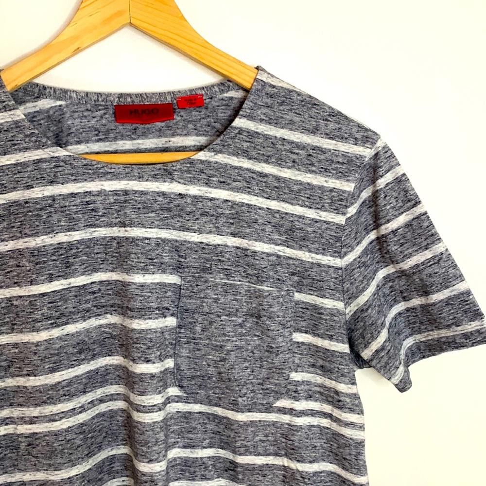 Hugo HUGO - Striped Heathered RN PocketT SS - Medium - 100% Ctn Size US M / EU 48-50 / 2 - 1 Thumbnail