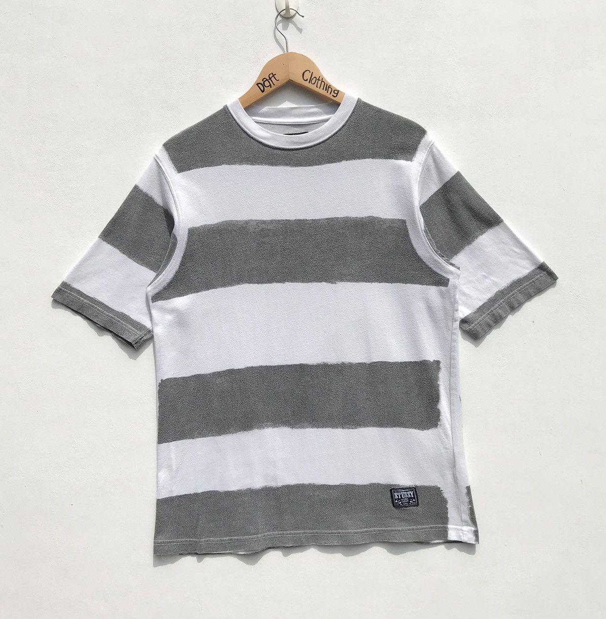 Stussy × Vintage 💥Distressed💥Stussy Stripe Work Wear Shirt Stussy Skatebords Size US S / EU 44-46 / 1 - 1 Thumbnail