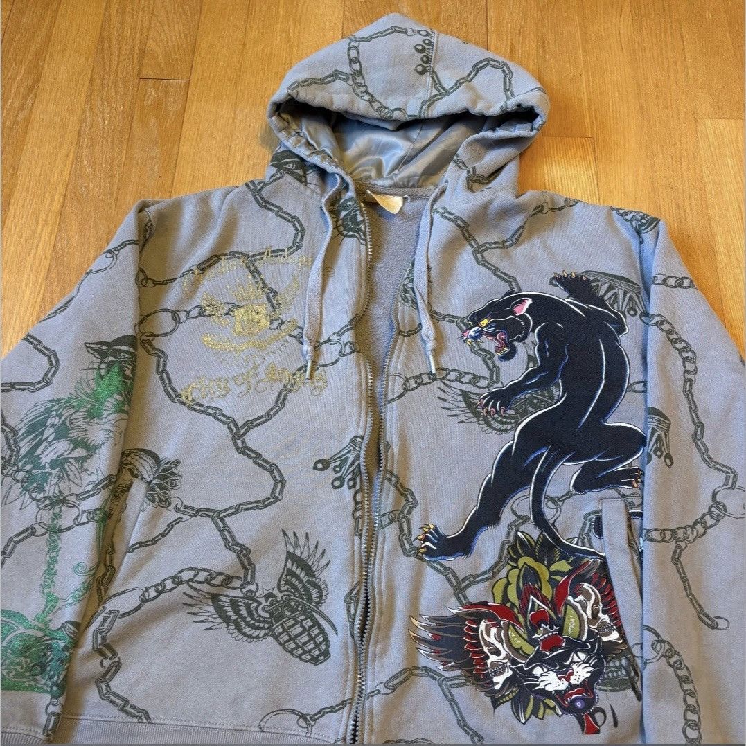 Christian Audigier Christian Audigier Graphic Panther AOP Full Zip Hoodie Gray Size US L / EU 52-54 / 3 - 2 Thumbnail