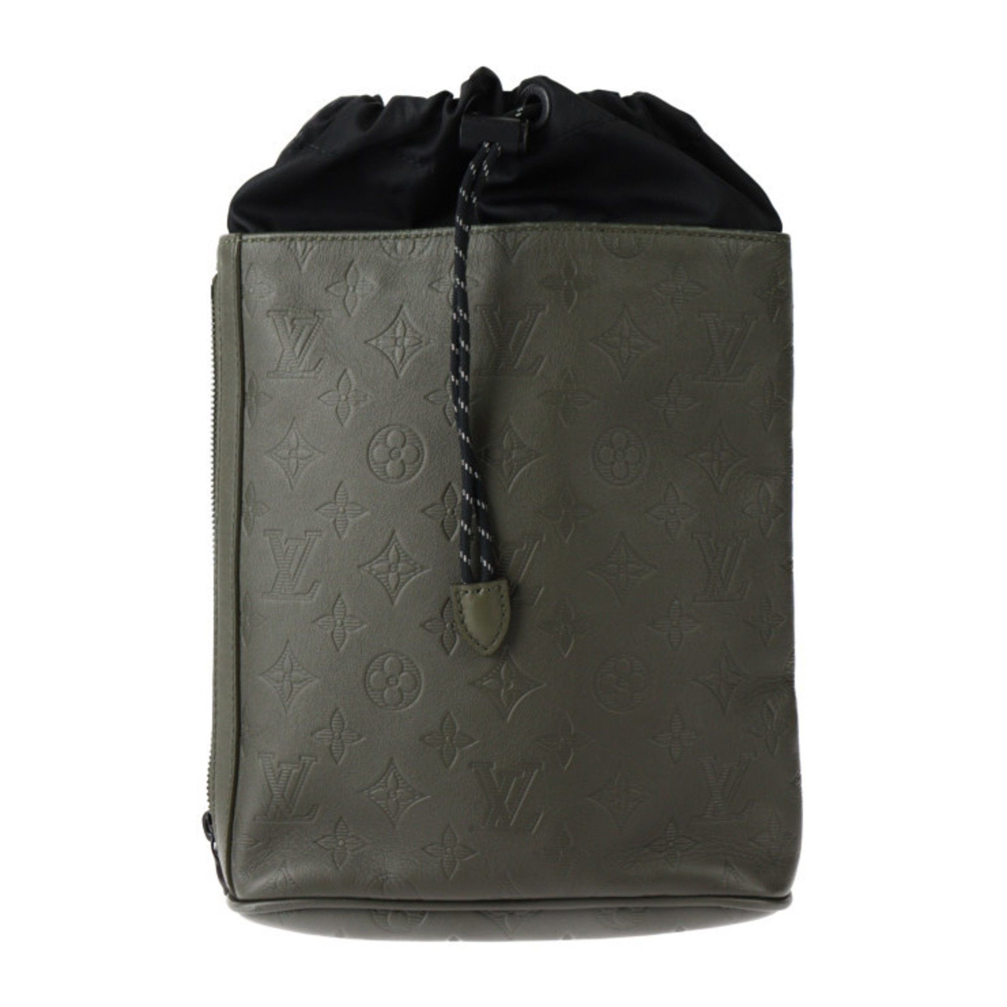Louis Vuitton Chalk Sling Bag Monogram Shadow Shoulder M44634 Leather Khaki Black Crossbody