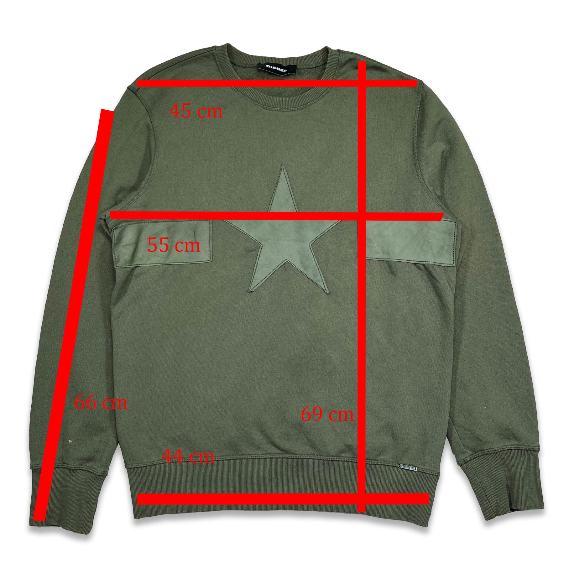 Diesel Archive Diesel Sweatshirt With Leather Star • M size Size US M / EU 48-50 / 2 - 8 Thumbnail