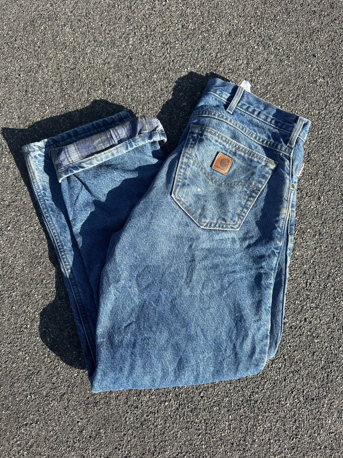 Carhartt Flannel insulated heavy Carhartt blue denim jeans size 33/30 Size US 33 - 1 Thumbnail
