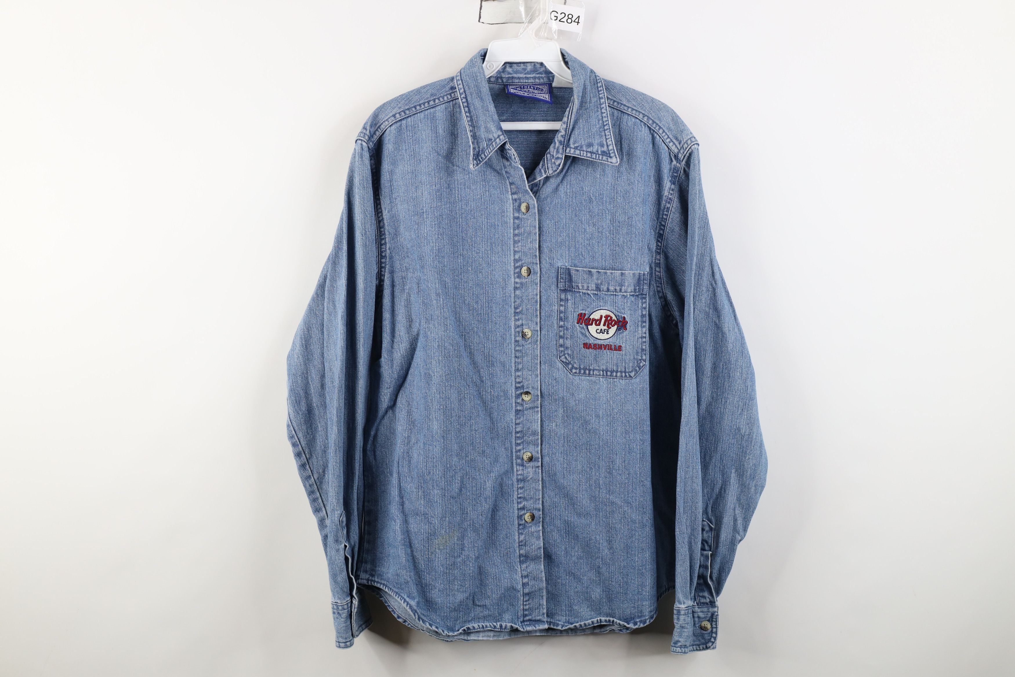 Hard Rock Cafe Vintage 90s Hard Rock Cafe Nashville Denim Button Down Shirt Size L / US 10 / IT 46 - 1 Thumbnail