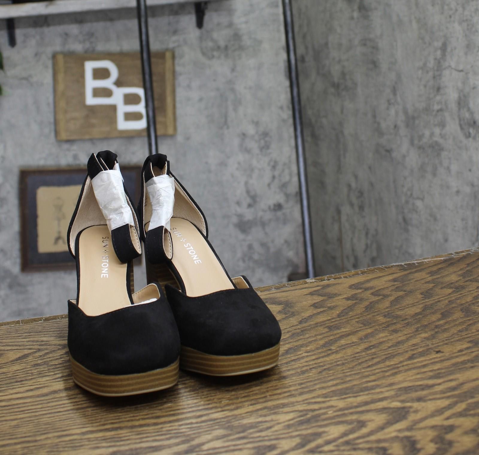 Other Nwt Sun + Stone Leoniee Dress Sandals Black Microsuede 5.5m Size US 5.5 / IT 35.5 - 3 Thumbnail