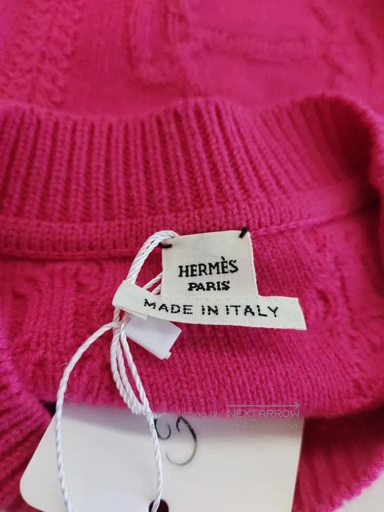 Hermes Hermes Rose Red Chain Embroidery Cashmere Sweater Size XS / US 0-2 / IT 36-38 - 3 Thumbnail