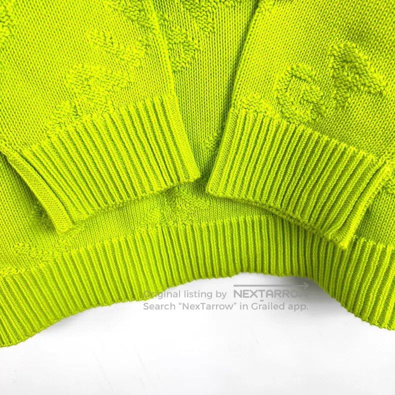 Balenciaga Balenciaga Neon Yellow Full Print Logo Knit Sweater Size US XS / EU 42 / 0 - 6 Thumbnail