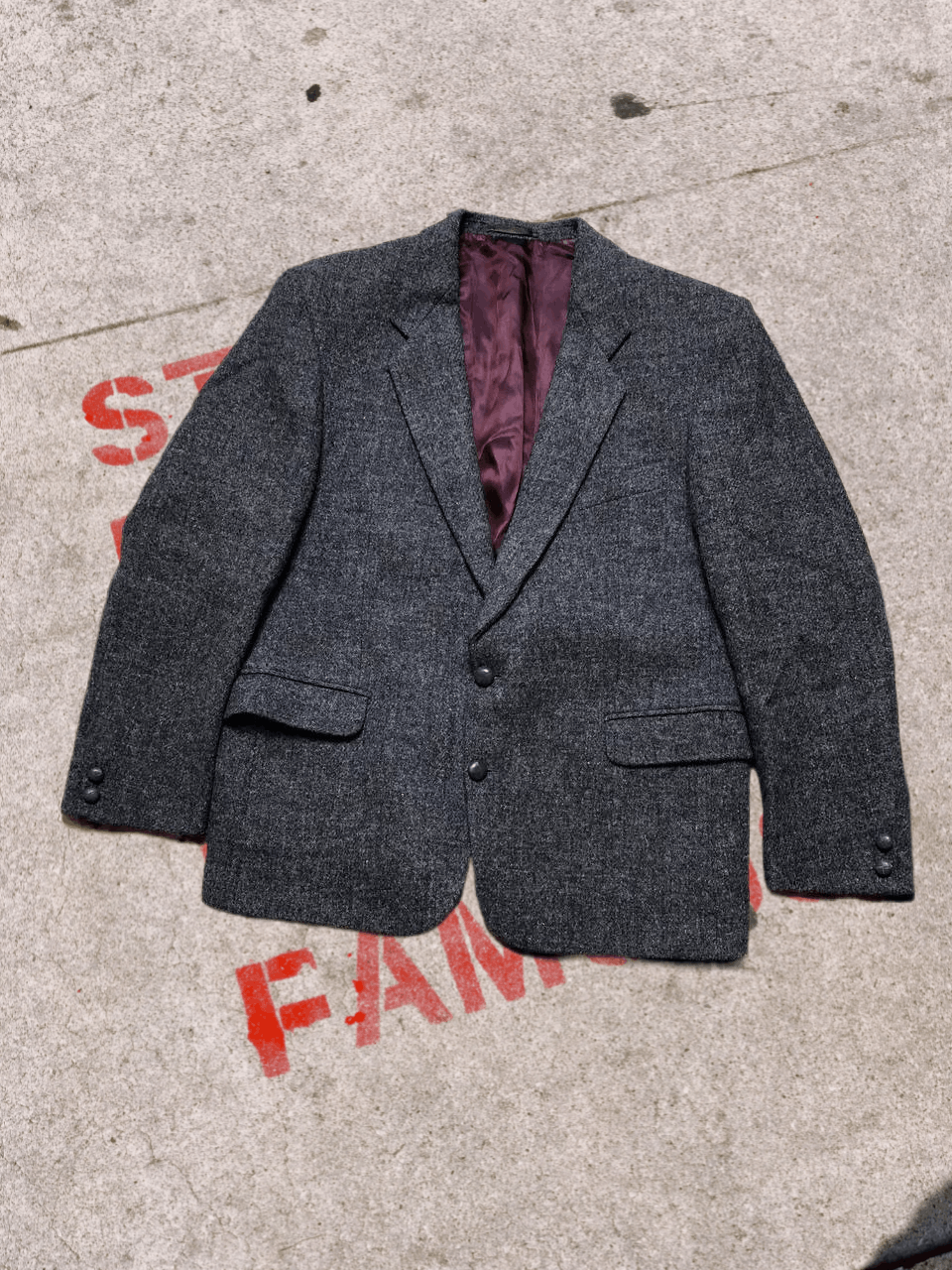 Wool Gray Blazers Button Ups Y2K Vintage Harris Tweed