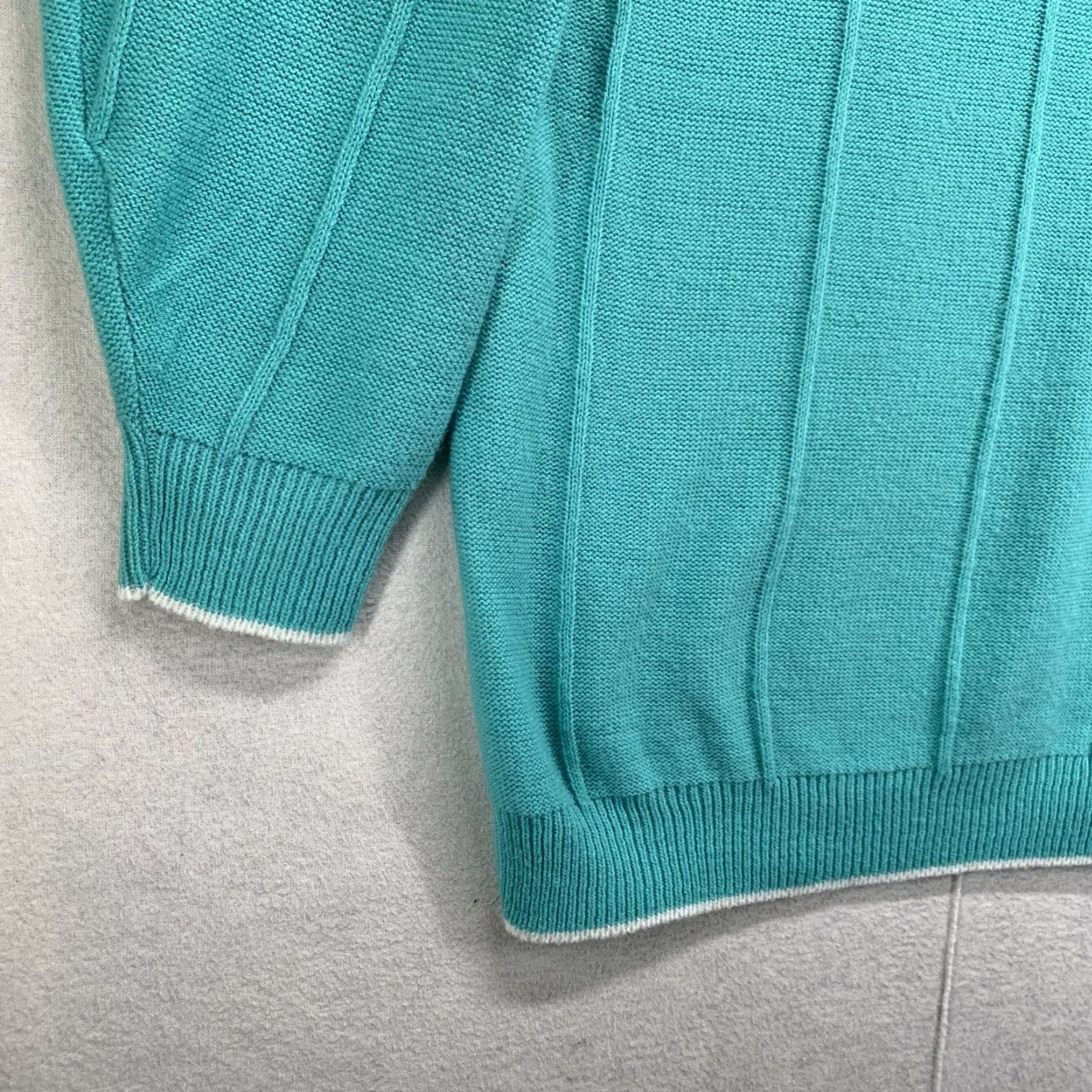 Altea VINTAGE Just For You Sweater Women's Plus Size 22 Teal Knit Full Zip Long Sleeve Made in USA Size 3XL / US 20-22 - 3 Thumbnail
