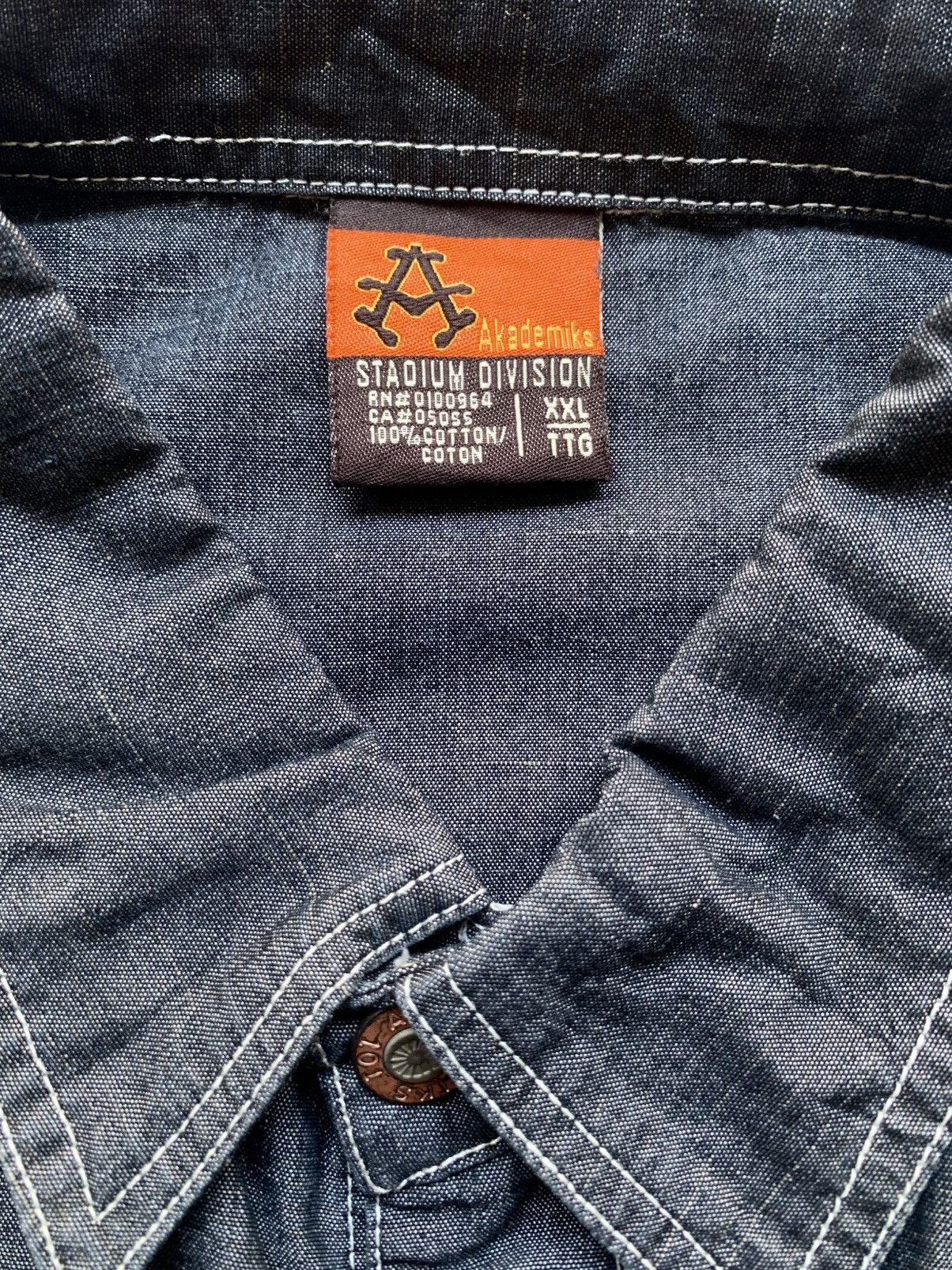 Akademiks Y2K Akademiks faded black wash and embroidery denim shirt Size US XXL / EU 58 / 5 - 8 Thumbnail
