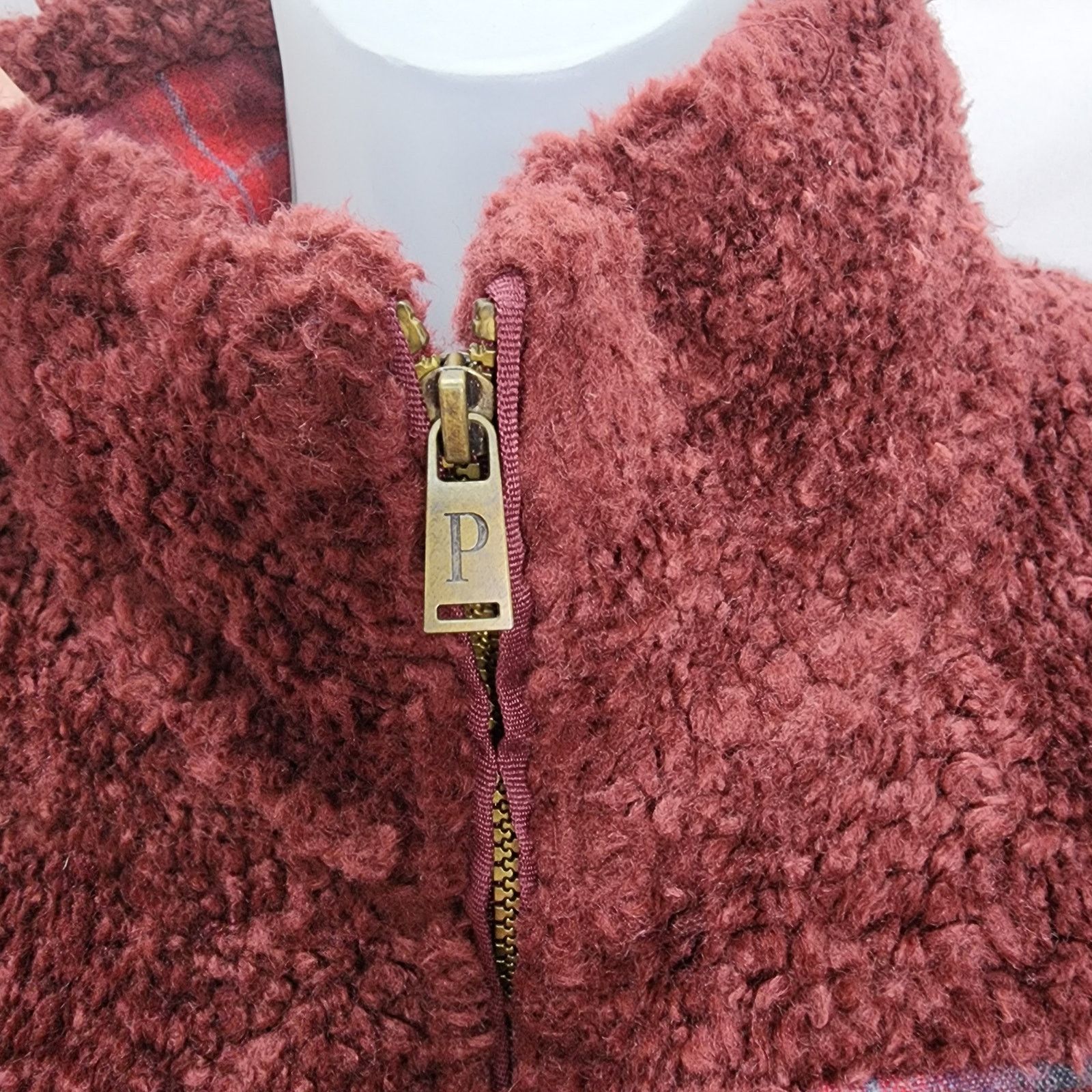 Pendleton Pendleton Western Maroon Ladies Sherpa Plaid Accent Jacket Size L / US 10 / IT 46 - 7 Thumbnail