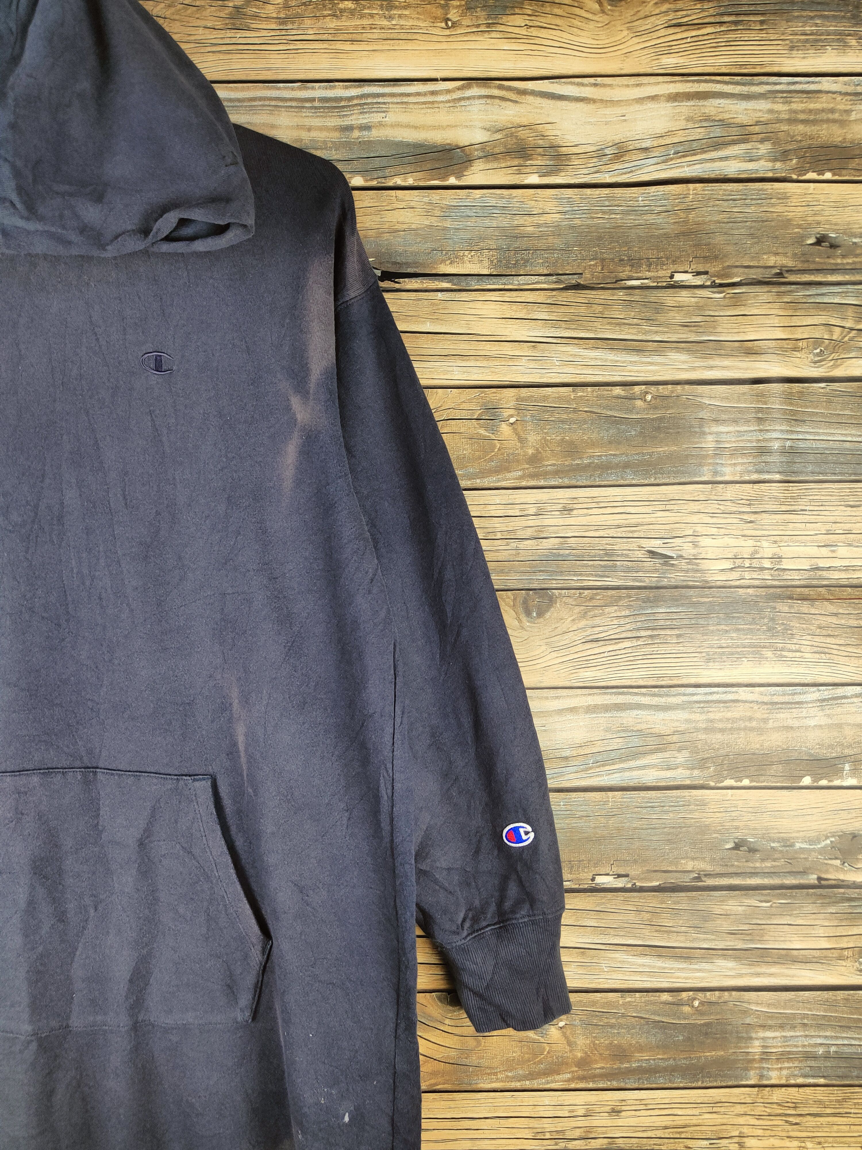 Champion 🔥RARE Champion-Bay Flow Navy Faded Hoodie Long Sweatshirts Size L / US 10 / IT 46 - 6 Thumbnail