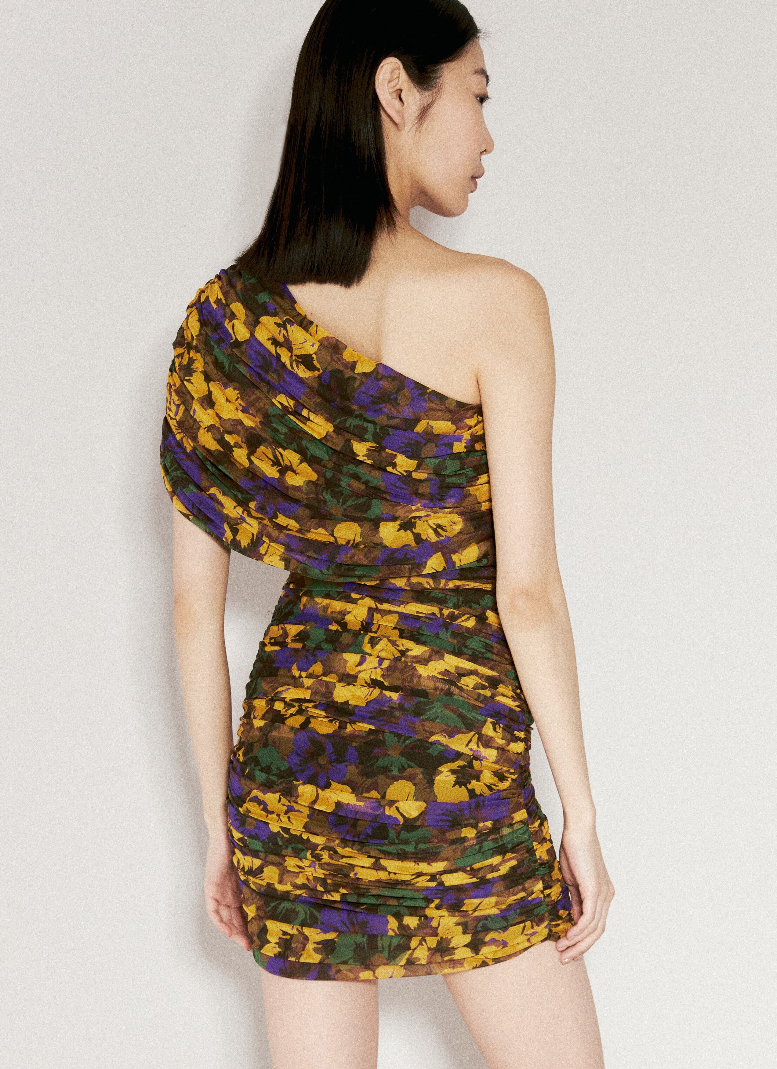 Saint Laurent Paris o1bcso1str1125 Ruched One Shoulder Dress in Multicolor Size XS / US 0-2 / IT 36-38 - 5 Thumbnail