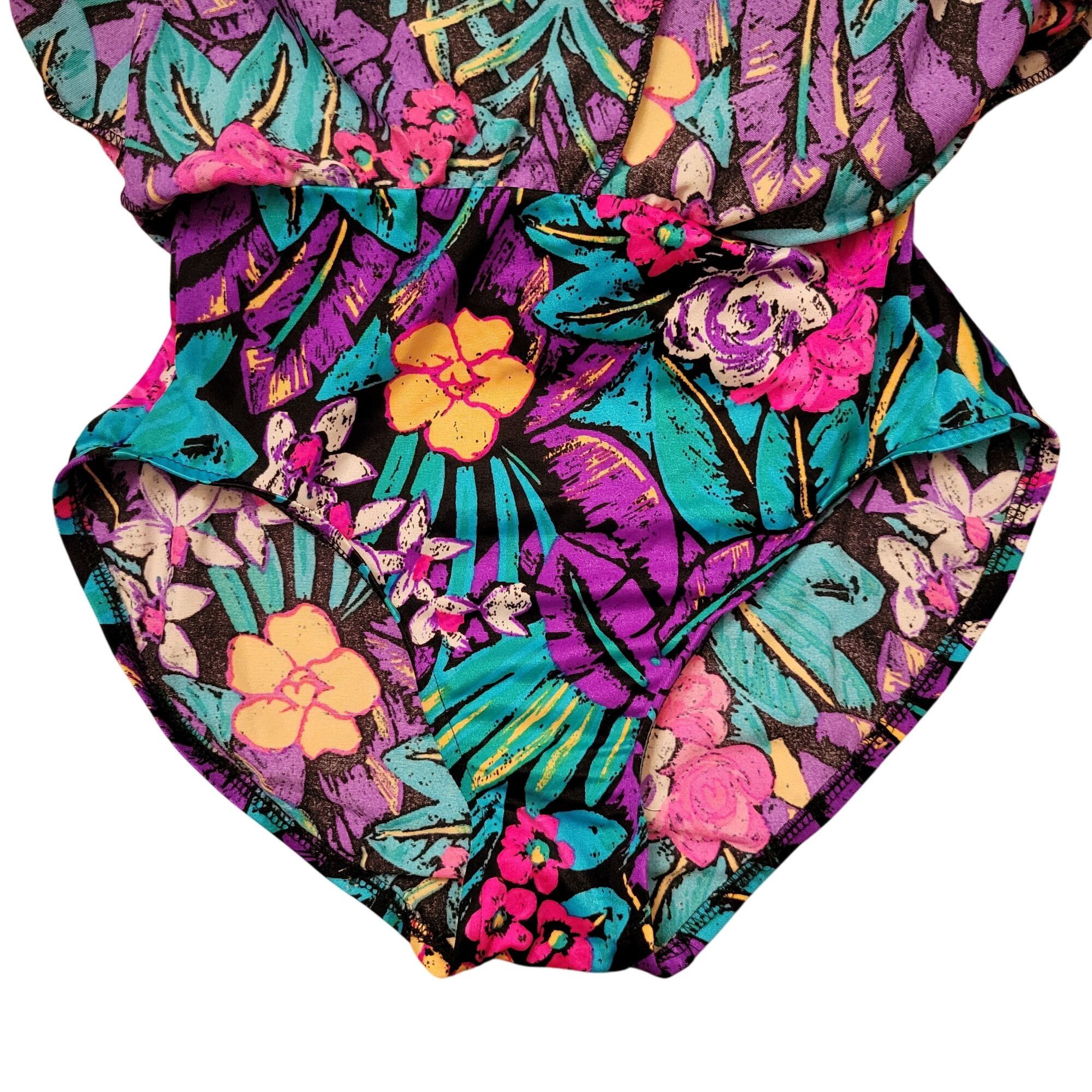 Vintage Vintage Mainstream Floral Swimsuit 10 Full Coverage One Piec Size ONE SIZE - 7 Thumbnail