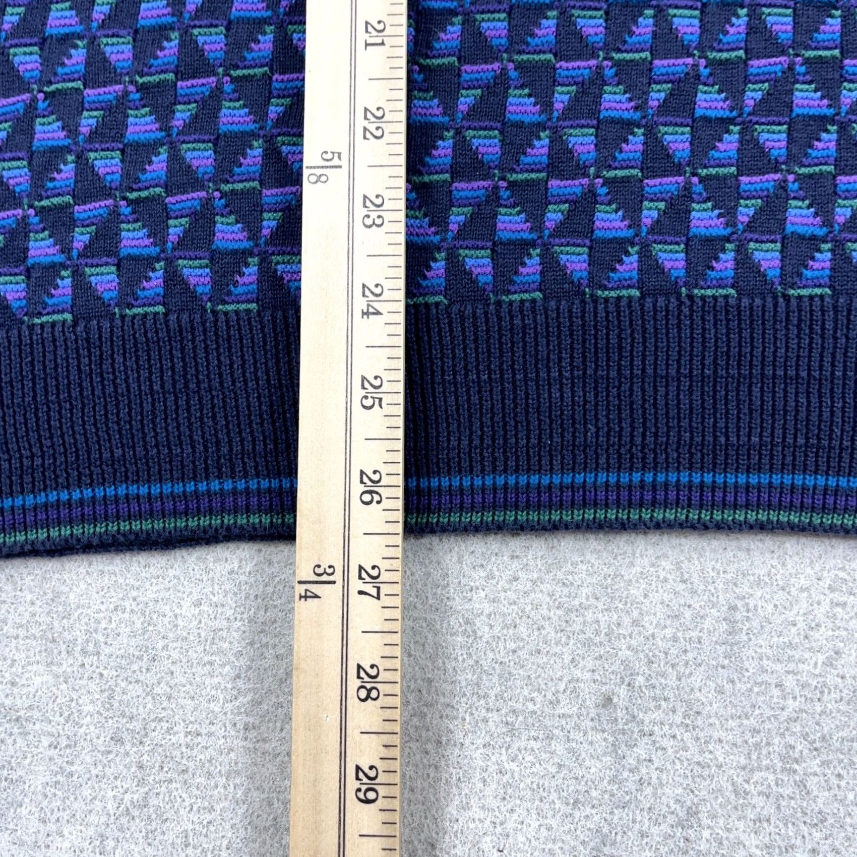 Alexander Julian VINTAGE Grandpa Sweater Large Blue Geometric Crewneck Cotton 90s USA Made Men Size US L / EU 52-54 / 3 - 6 Thumbnail
