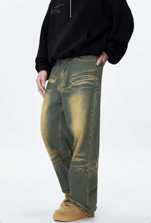 Japanese Brand × Jean Vintage men's whisker washed loose distressed cleanfit jeans Size US 32 / EU 48 - 3 Thumbnail