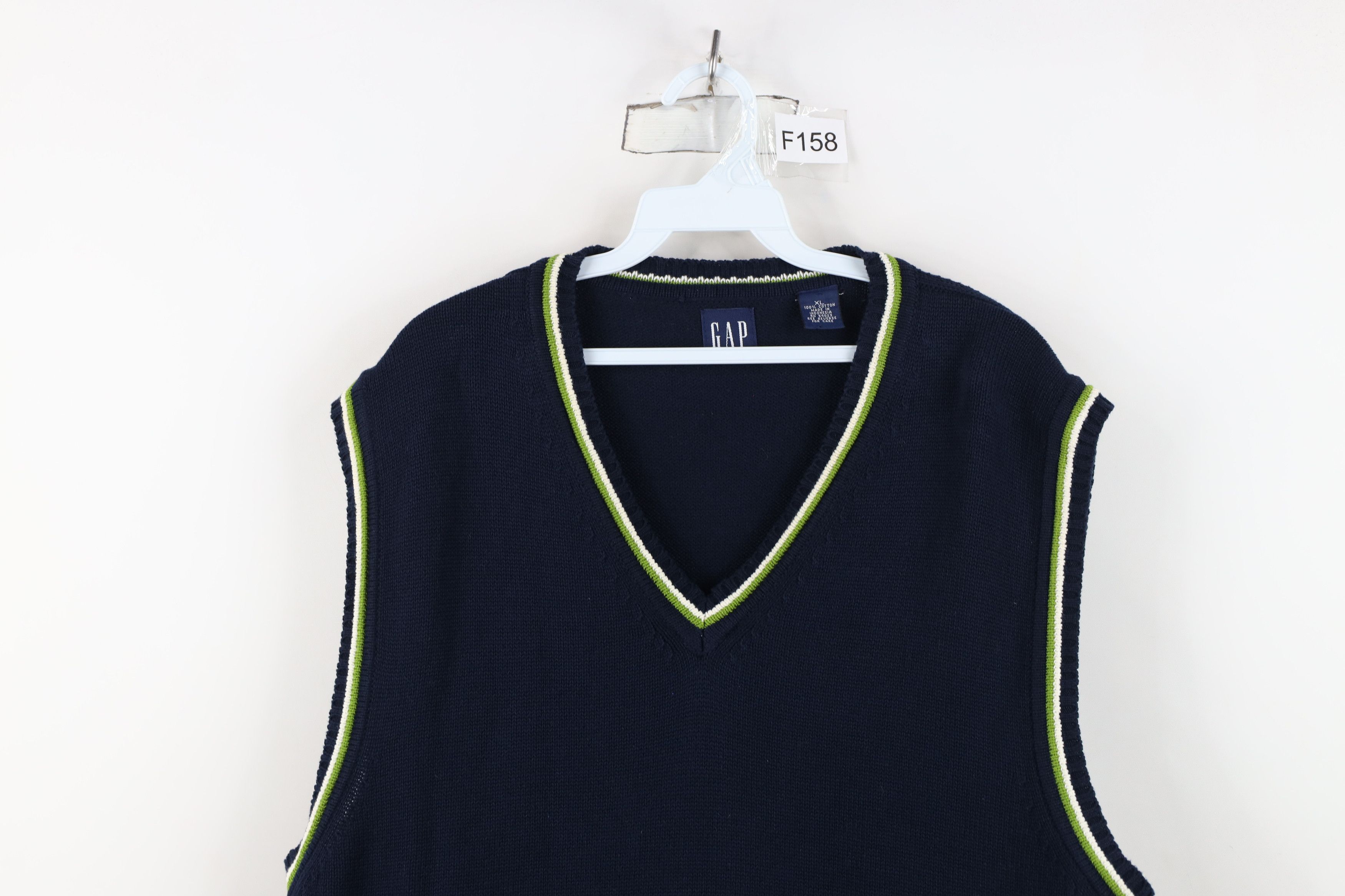 Gap Vintage 90s Gap Striped Cotton Knit V-Neck Sweater Vest Blue Size US XL / EU 56 / 4 - 2 Thumbnail
