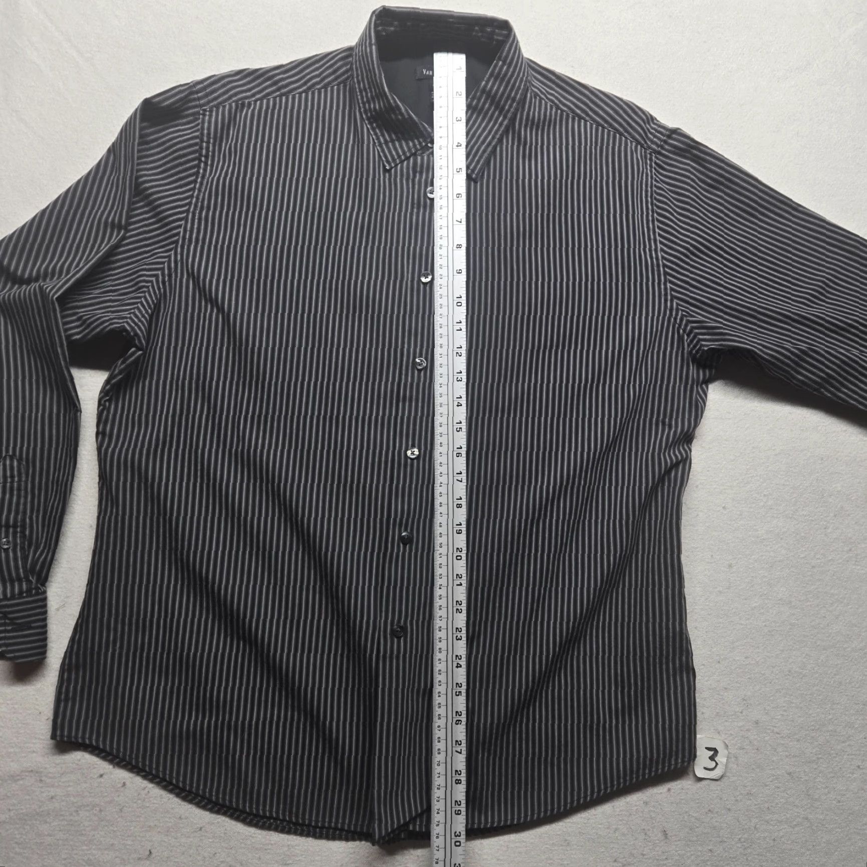 Van Heusen Van Heusen Shirt Men L Black Striped Button-Up Long Sleeve Collared 16 16.5 Cotton Casual Regular Vintage: No (But must avoid adding info) Size 42R - 6 Thumbnail