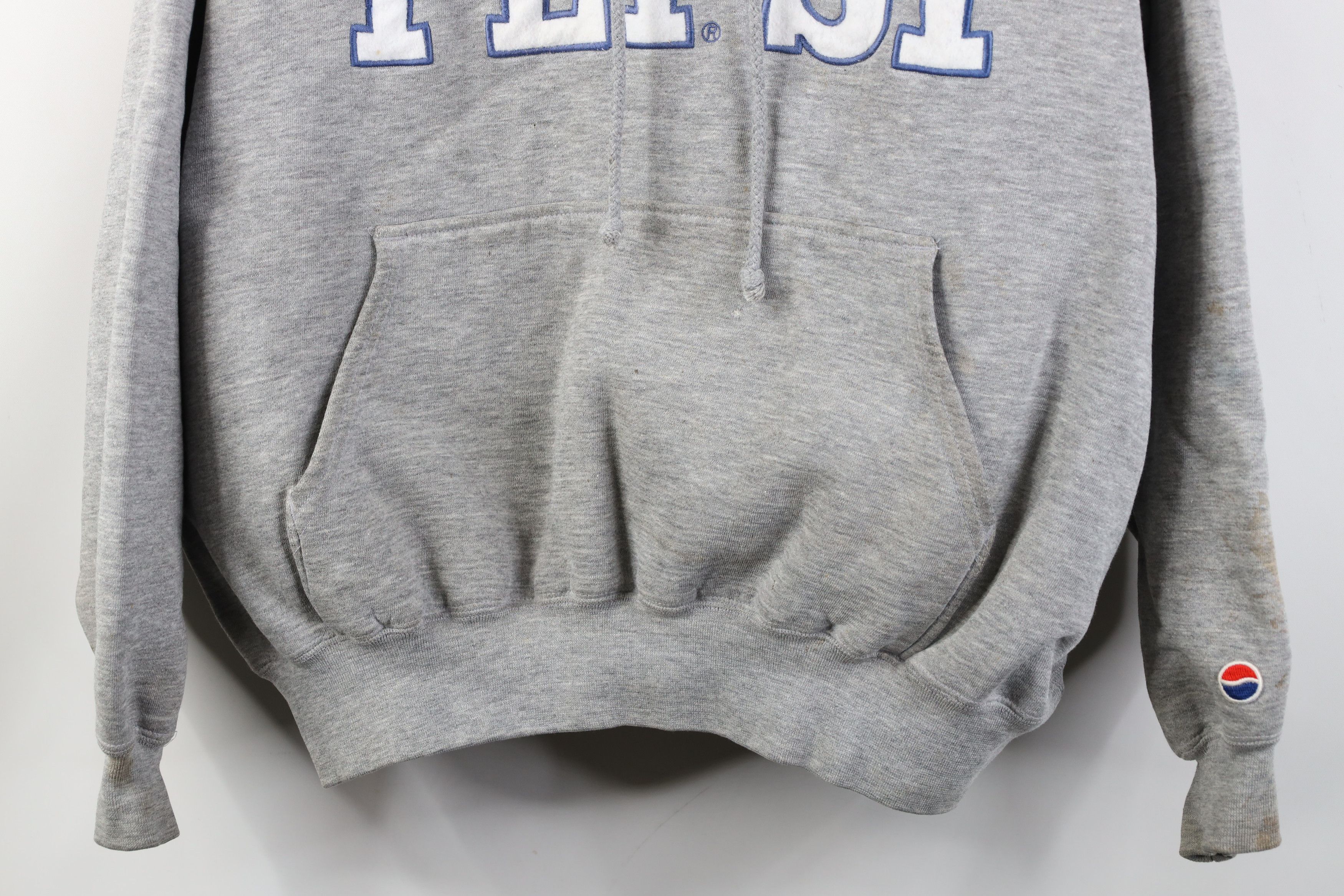 Vintage Vintage 90s Pepsi Co Spell Out Cropped Boxy Fit Hoodie Gray Size XL / US 12-14 / IT 48-50 - 3 Thumbnail