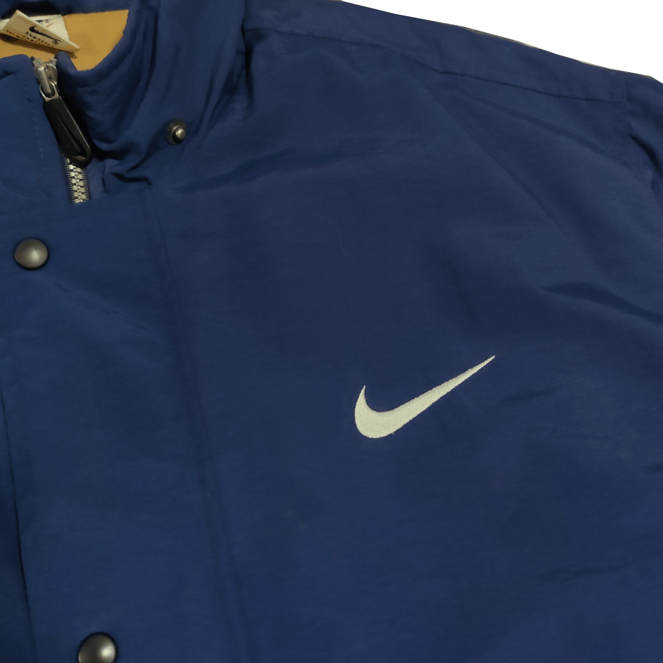 Nike × Vintage 90s Vintage Nike Big Swoosh Logo Denim Jacket Rare Size XL Size US XL / EU 56 / 4 - 5 Thumbnail
