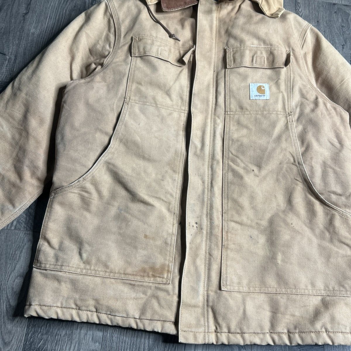 Carhartt Vintage 90s carhartt artic tan chore jacket with hood Size US L / EU 52-54 / 3 - 3 Thumbnail