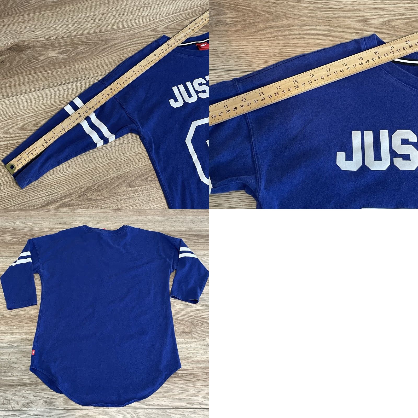 Nike VINTAGE Nike Baseball T-Shirt Women Medium Blue 3/4 Raglan Sleeve Just Do It Activewear Size M / US 6-8 / IT 42-44 - 8 Thumbnail