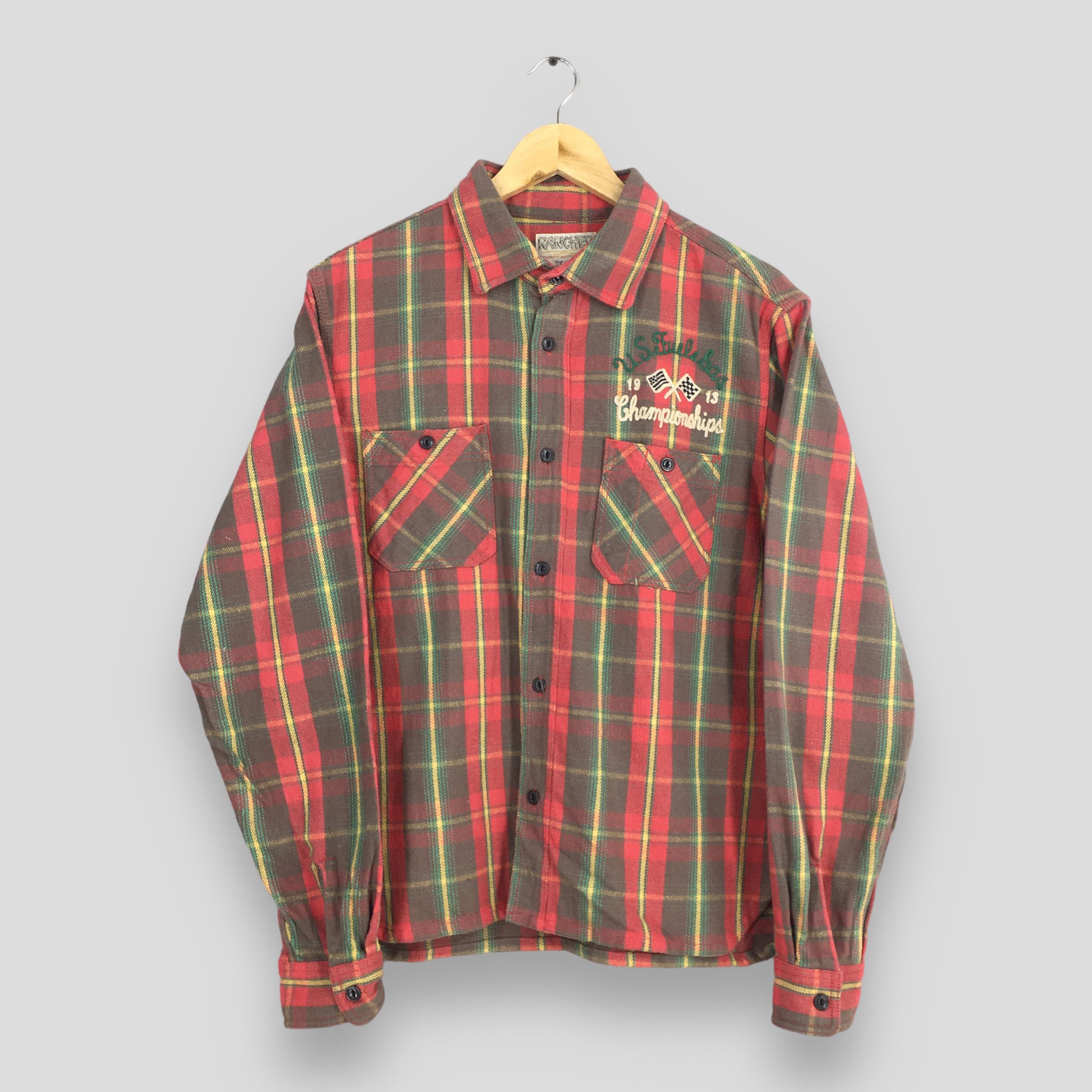 image of Harley Davidson x Schott Vintage 80's Schott Rancher Multicolor Plaid Flannel Shirt M in Checkered 