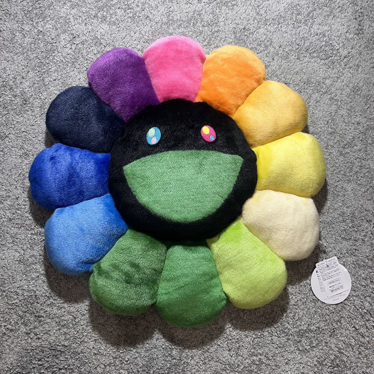 Takashi Murakami 60cm plush pillow rainbow black