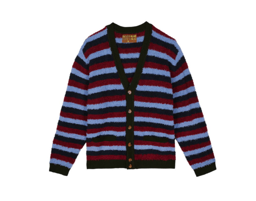 image of Brain Dead Teddy Fur Striped Cardigan Multi • Xl, Men's