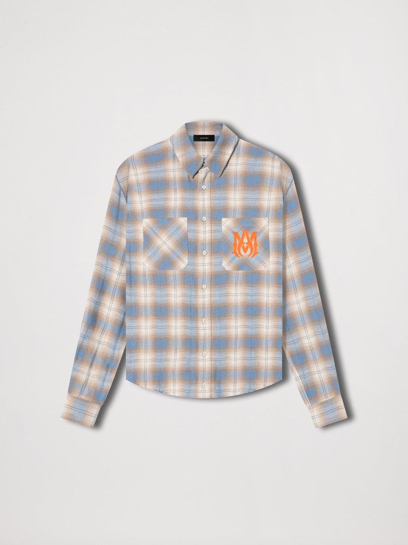 Amiri o1gr1nt0426 MA Vintage Stencil Plaid Shirt in Blue Size US M / EU 48-50 / 2 - 1 Thumbnail