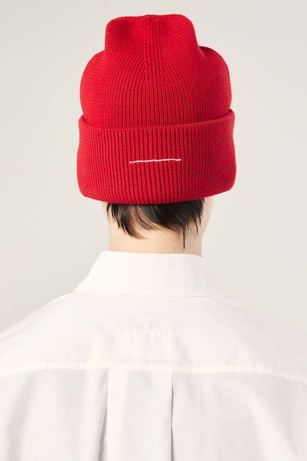 Maison Margiela !DS! AW22 Maison Margiela White Stitch Knitted Red Beanie Size ONE SIZE - 3 Thumbnail