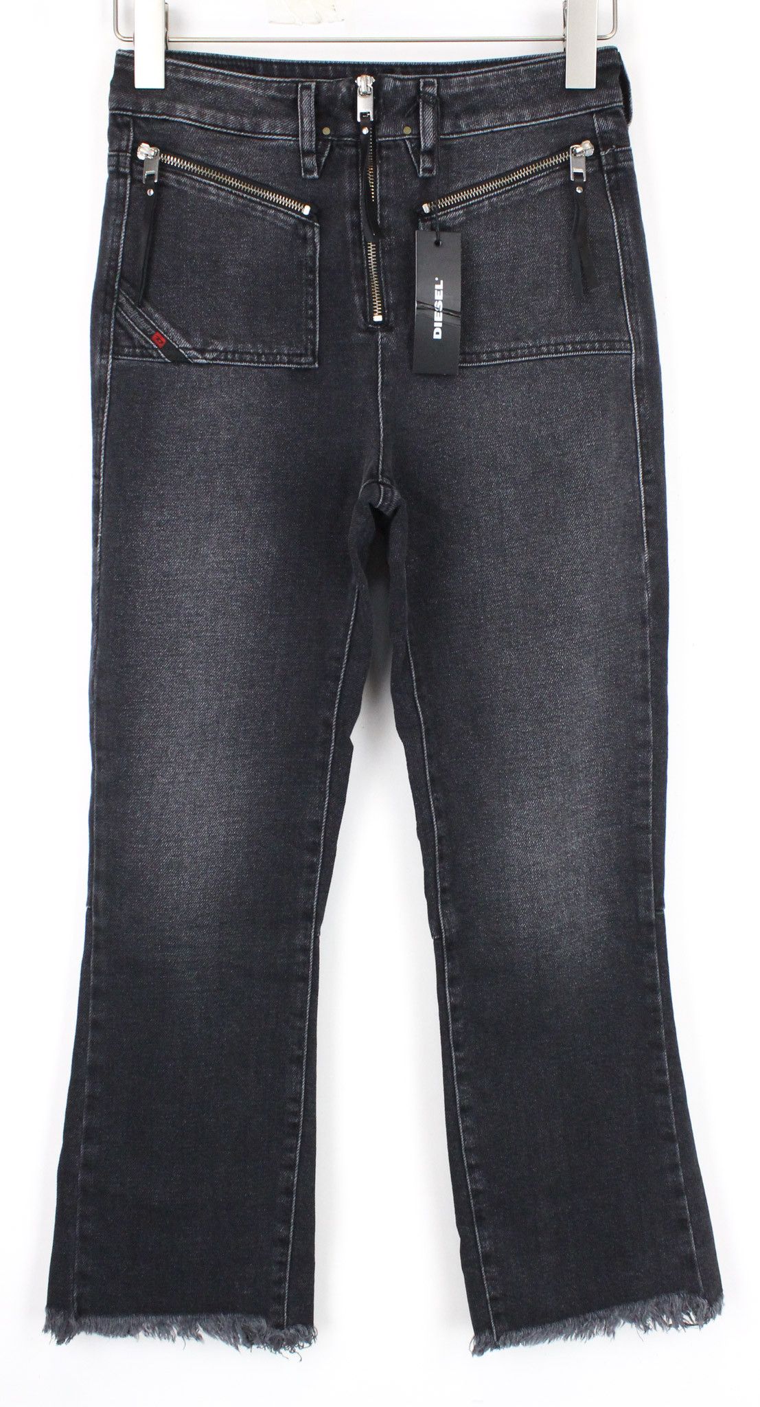 Diesel D-EARLIE 080AP W26/L32 Dark Grey Cropped Jeans 69497 Size 26" / US 2 / IT 38 - 2 Thumbnail