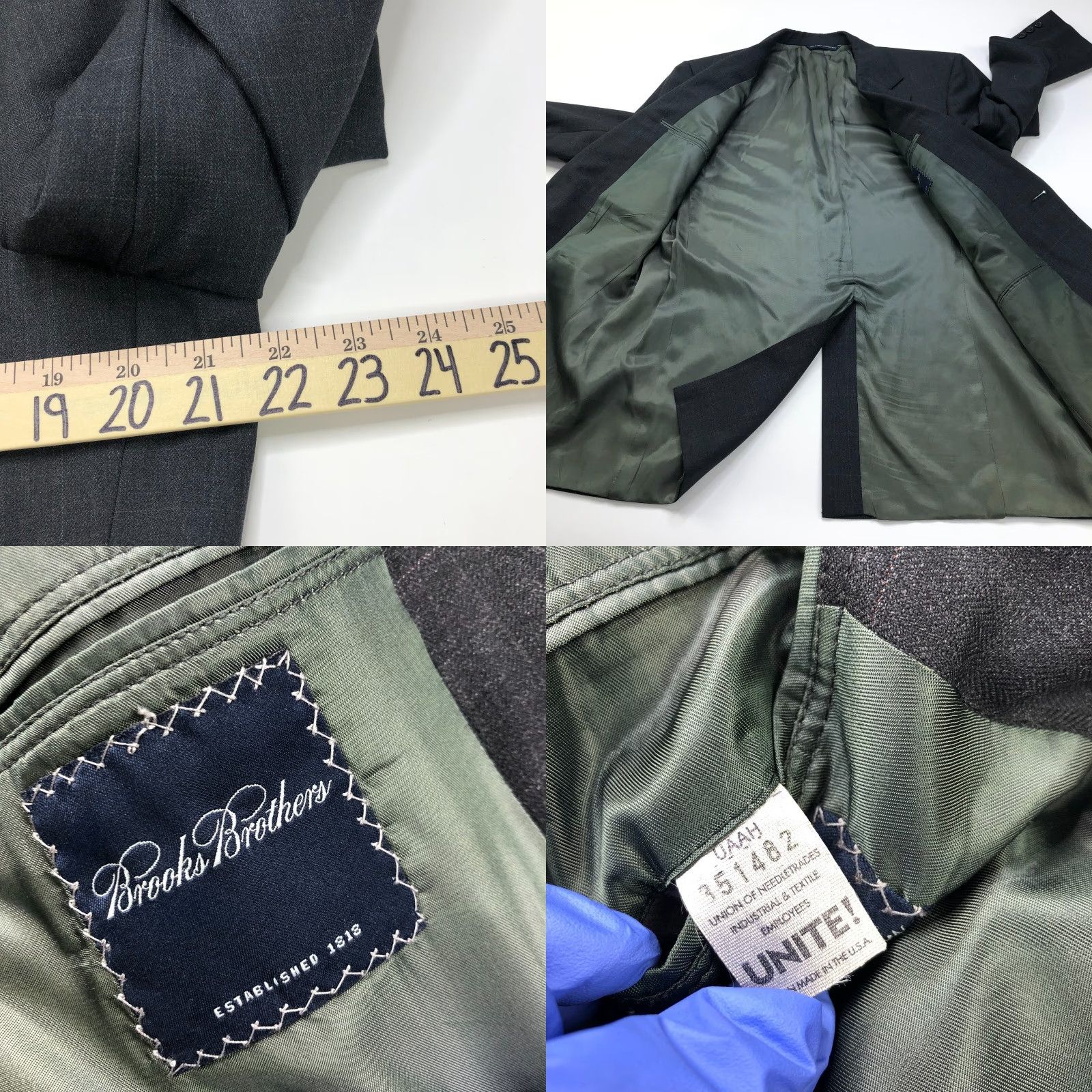 Brooks Brothers Brooks Brothers 41 Long 100% Wool Blazer Suit Sport Coat Jacket Windowpane Gray Size 42R - 9 Thumbnail