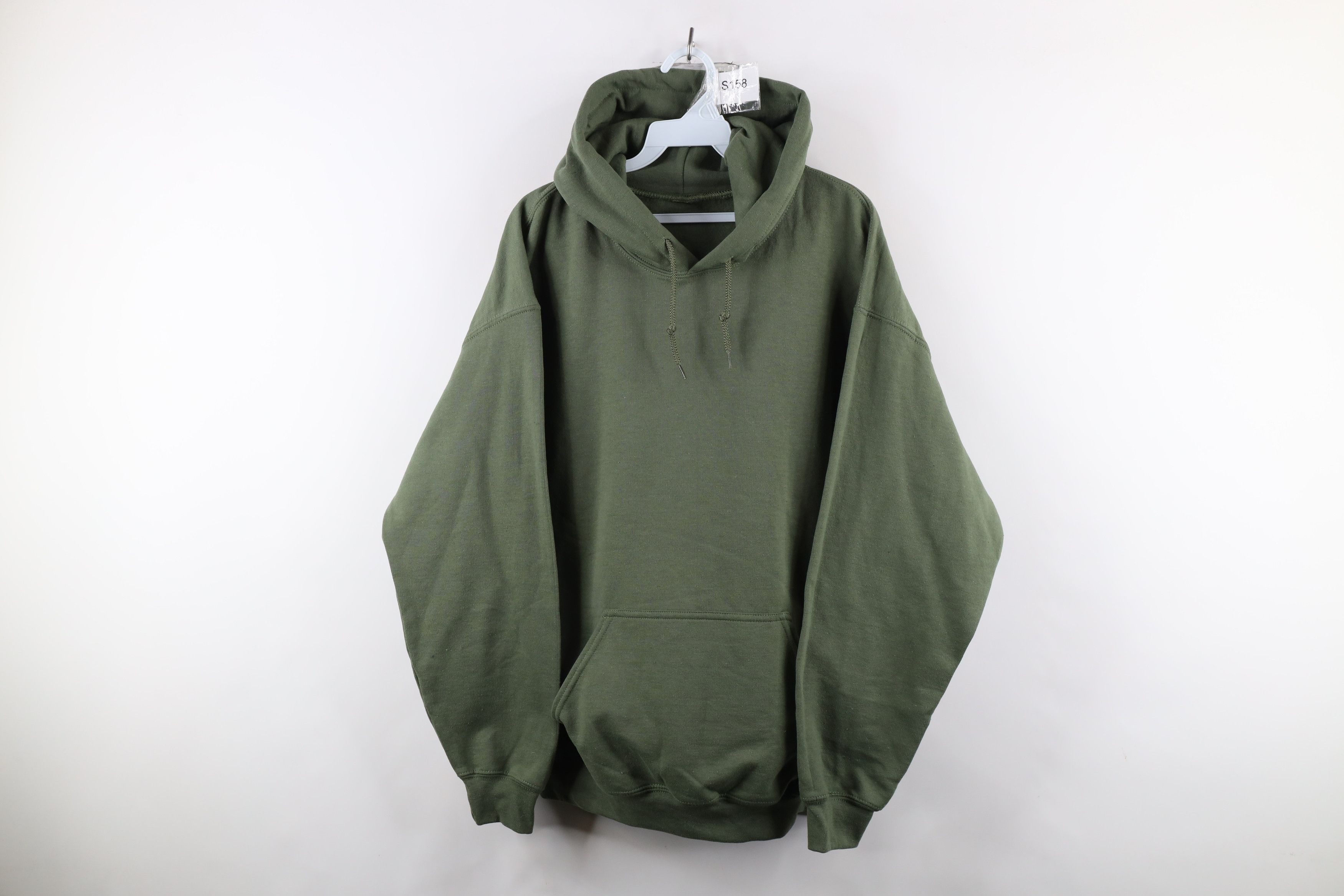 Vintage Vintage 90s Streetwear Blank Hoodie Sweatshirt Moss Green Size US L / EU 52-54 / 3 - 1 Thumbnail